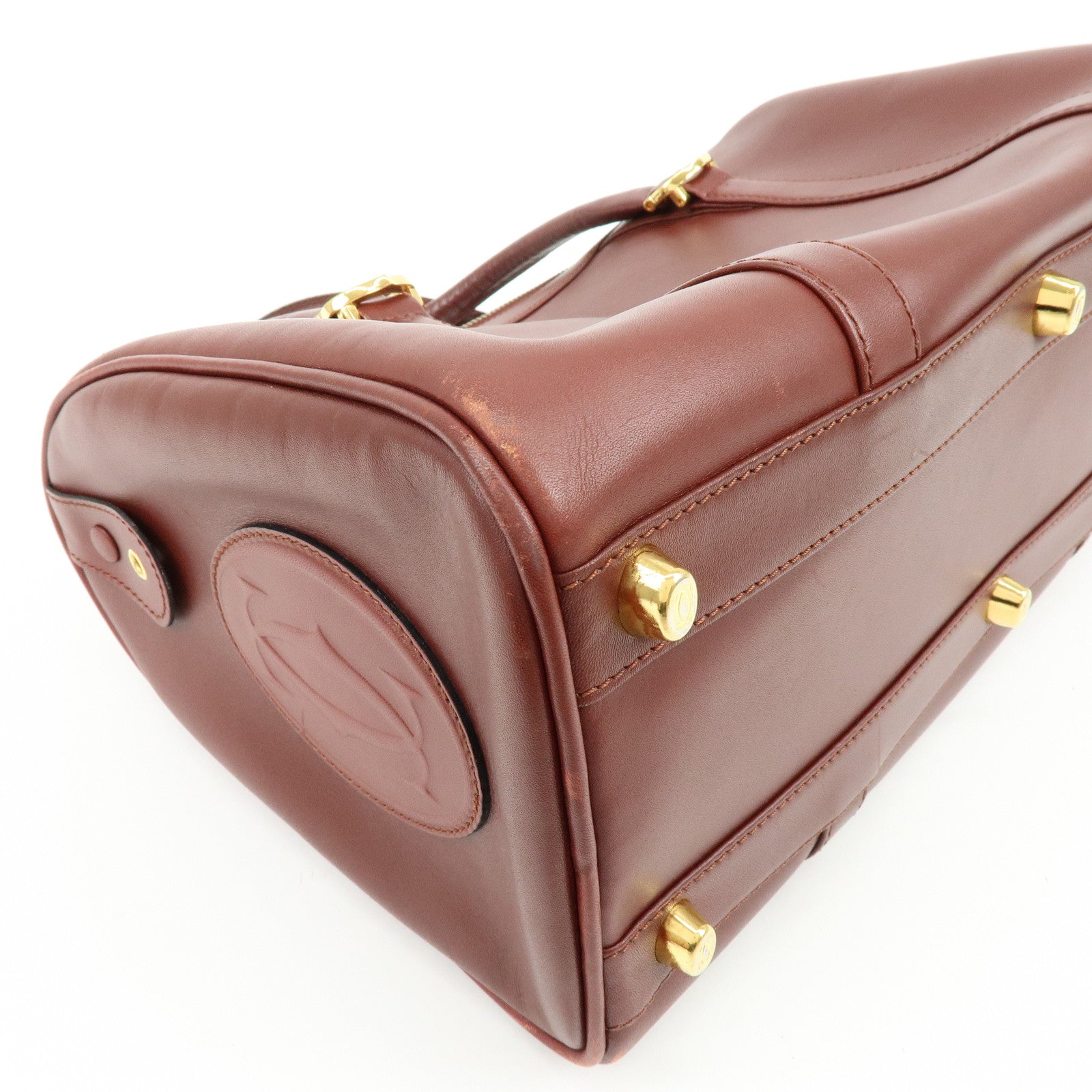 Cartier Must de Cartier Leather Boston Bag Hand Bag Bordeaux