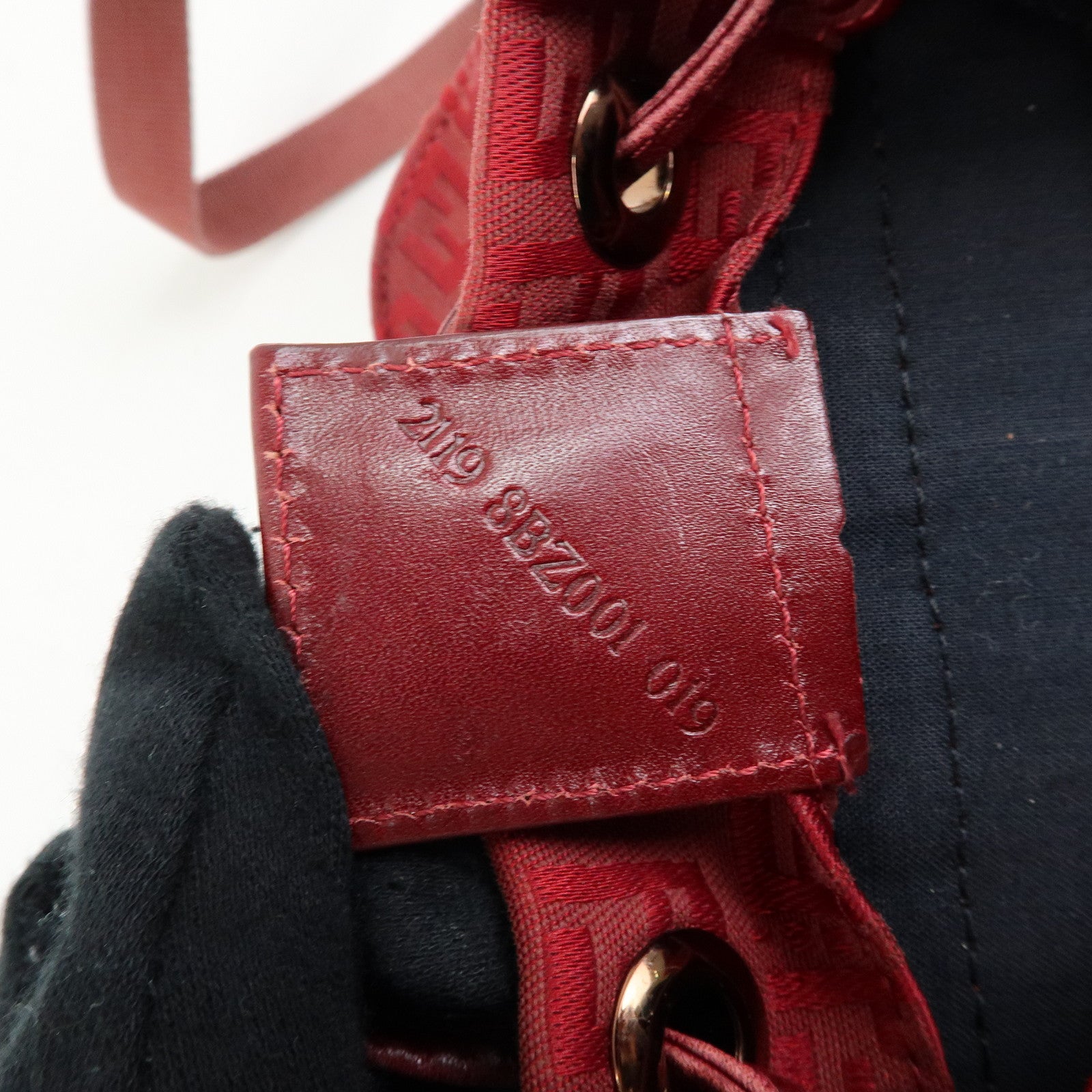 FENDI Zucchino Canvas Leather Backpack Rucksuck Red 8BZ001