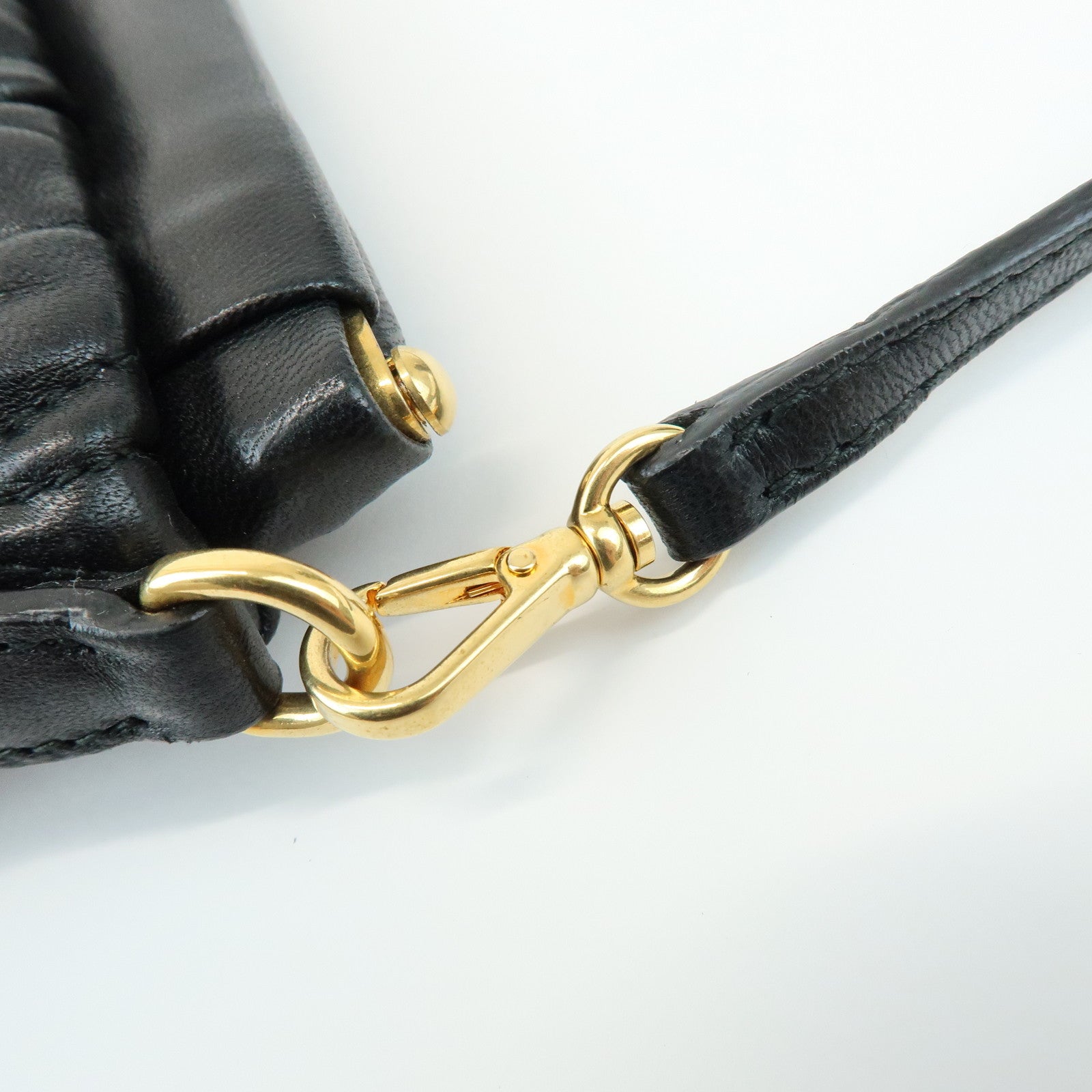 MIU MIU Matelasse Nappa Leather Shoulder Bag Black RM1892