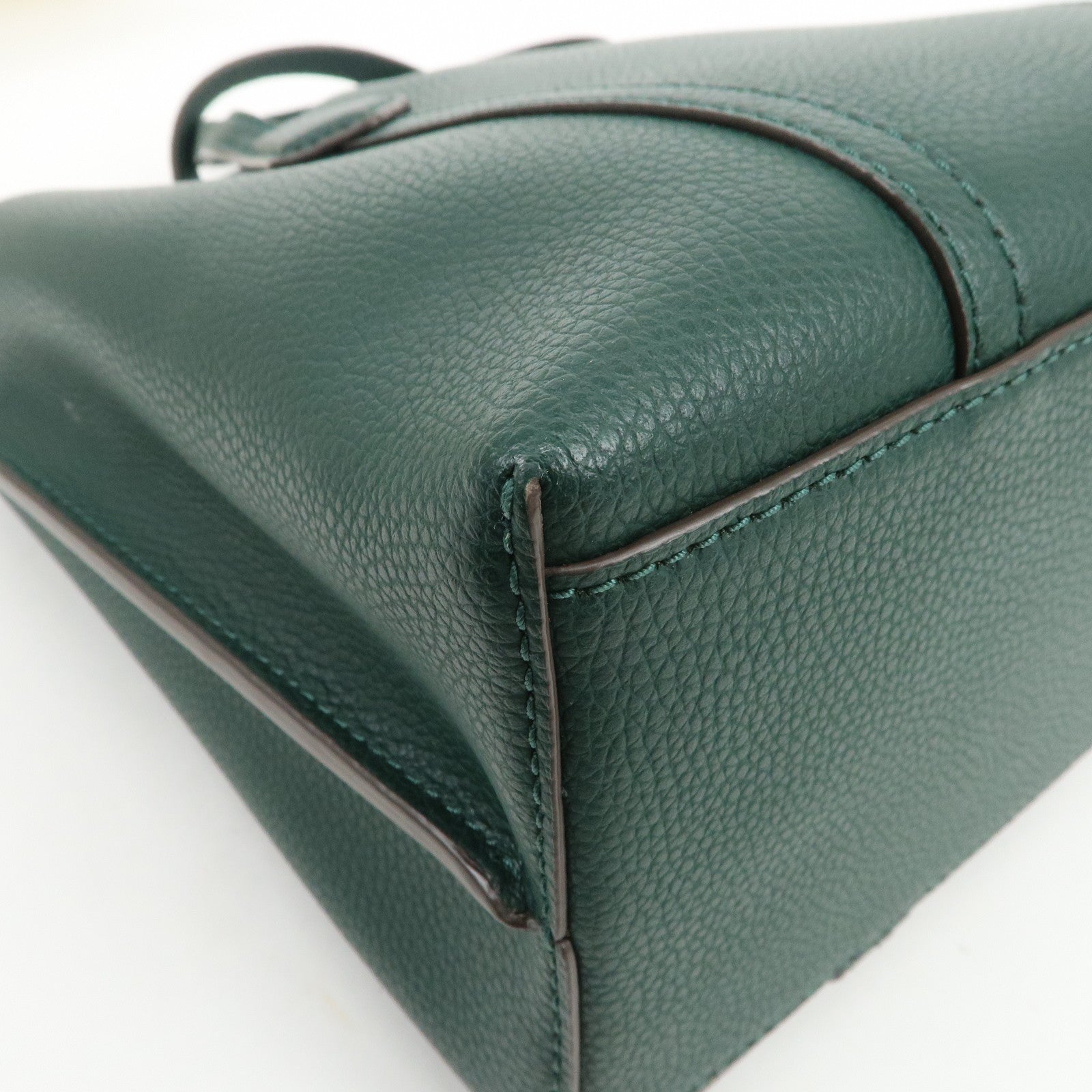 TORY BURCH Perry Logo Leather 2Way Bag Hand Bag Shoulder Bag Green