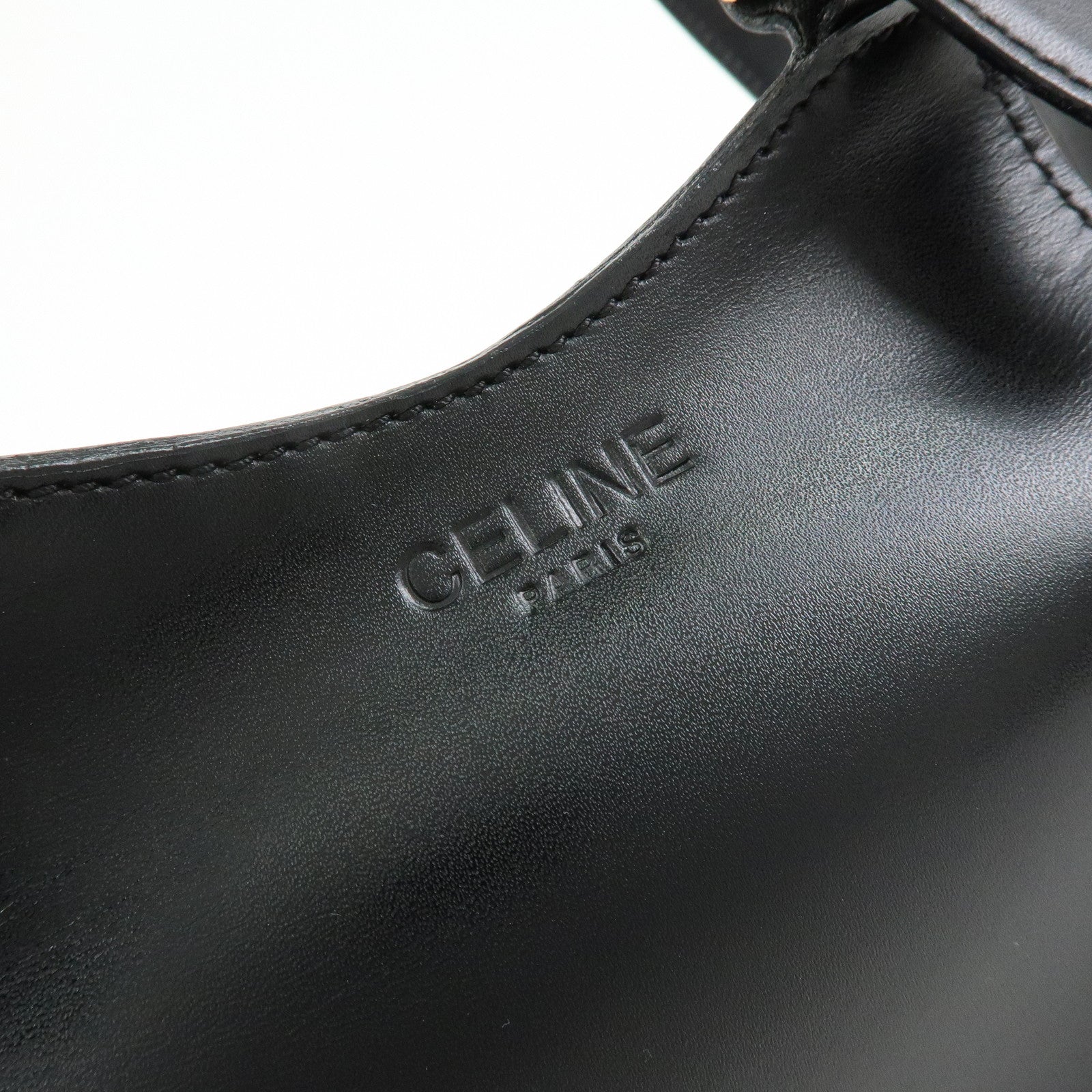 CELINE Leather Shoulder Bag Crossbody Bag Black