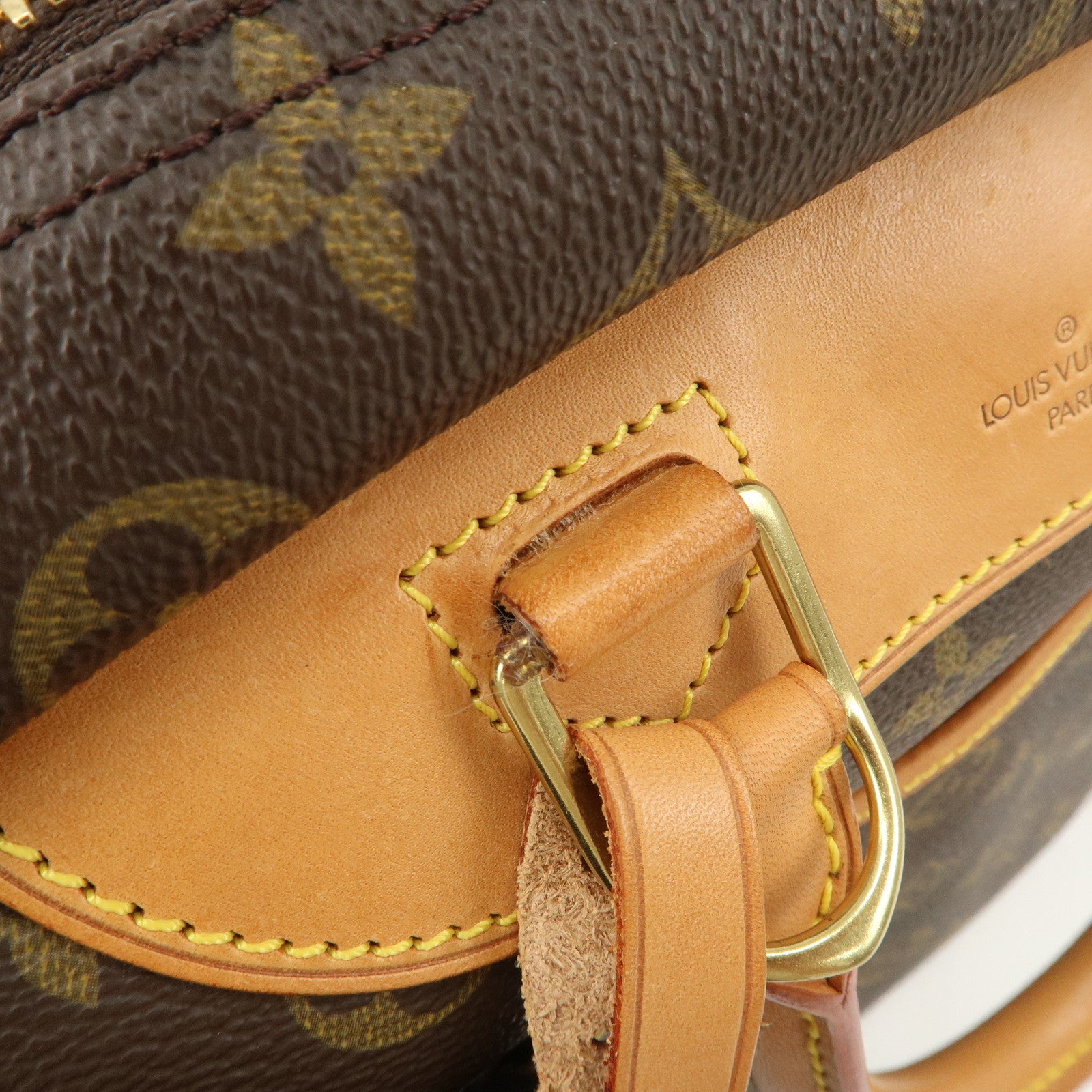 Louis Vuitton Leather Canvas Monogram Deauville Hand Bag Boston Bag Brown Gold Hardware M47270 Used