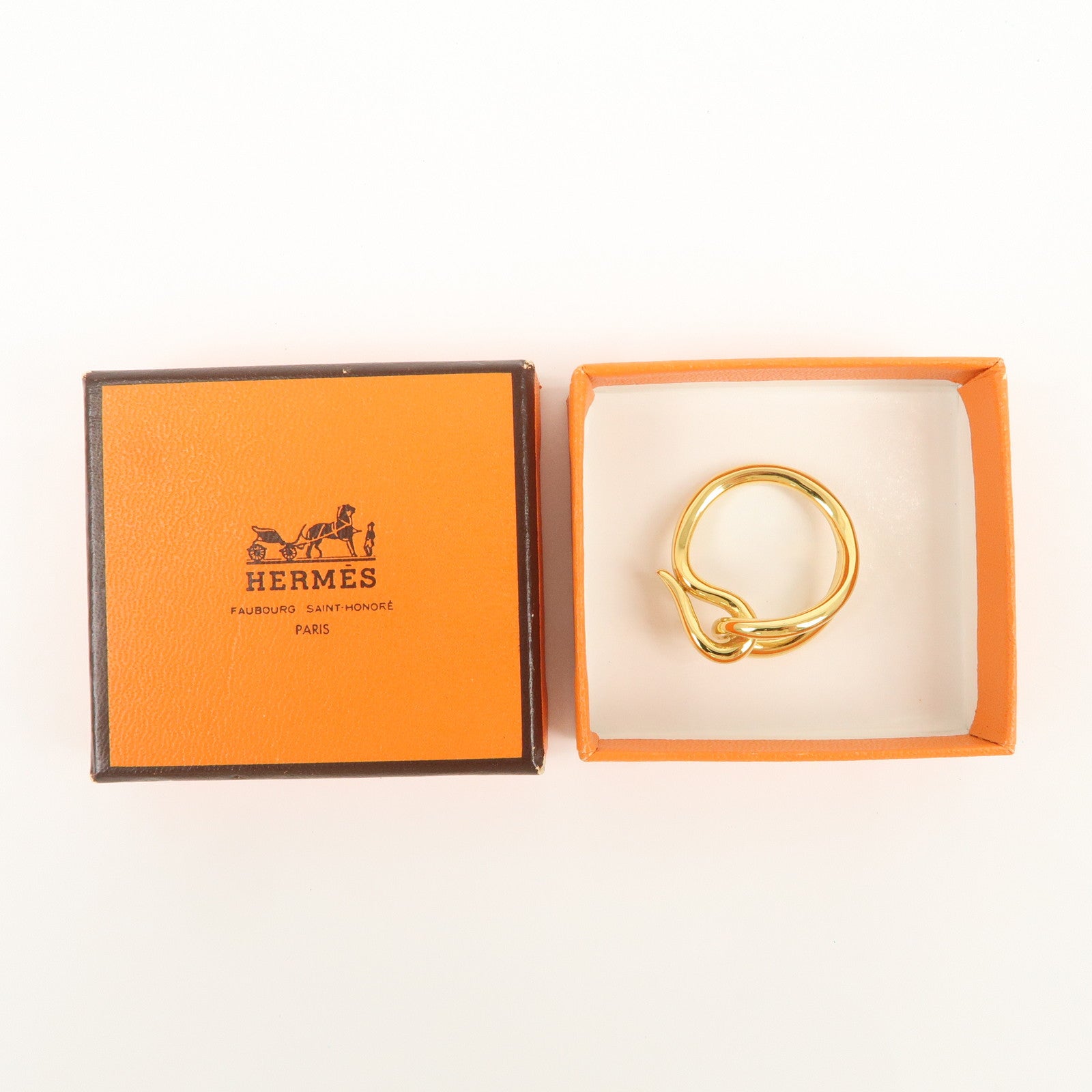 HERMES Jumbo Metal Scarf Ring Scarf Accessory Gold