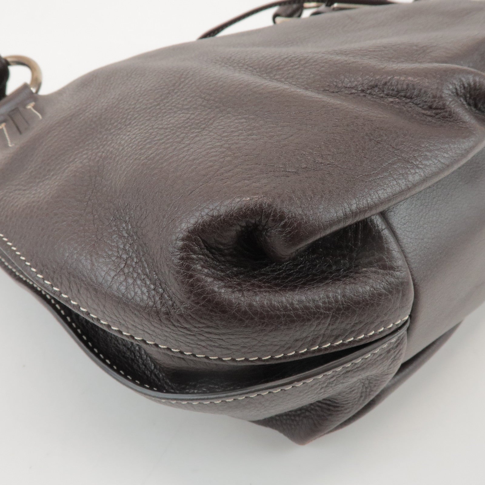 CELINE Bittersweet Leather Shoulder Bag Hand Bag Dark Brown