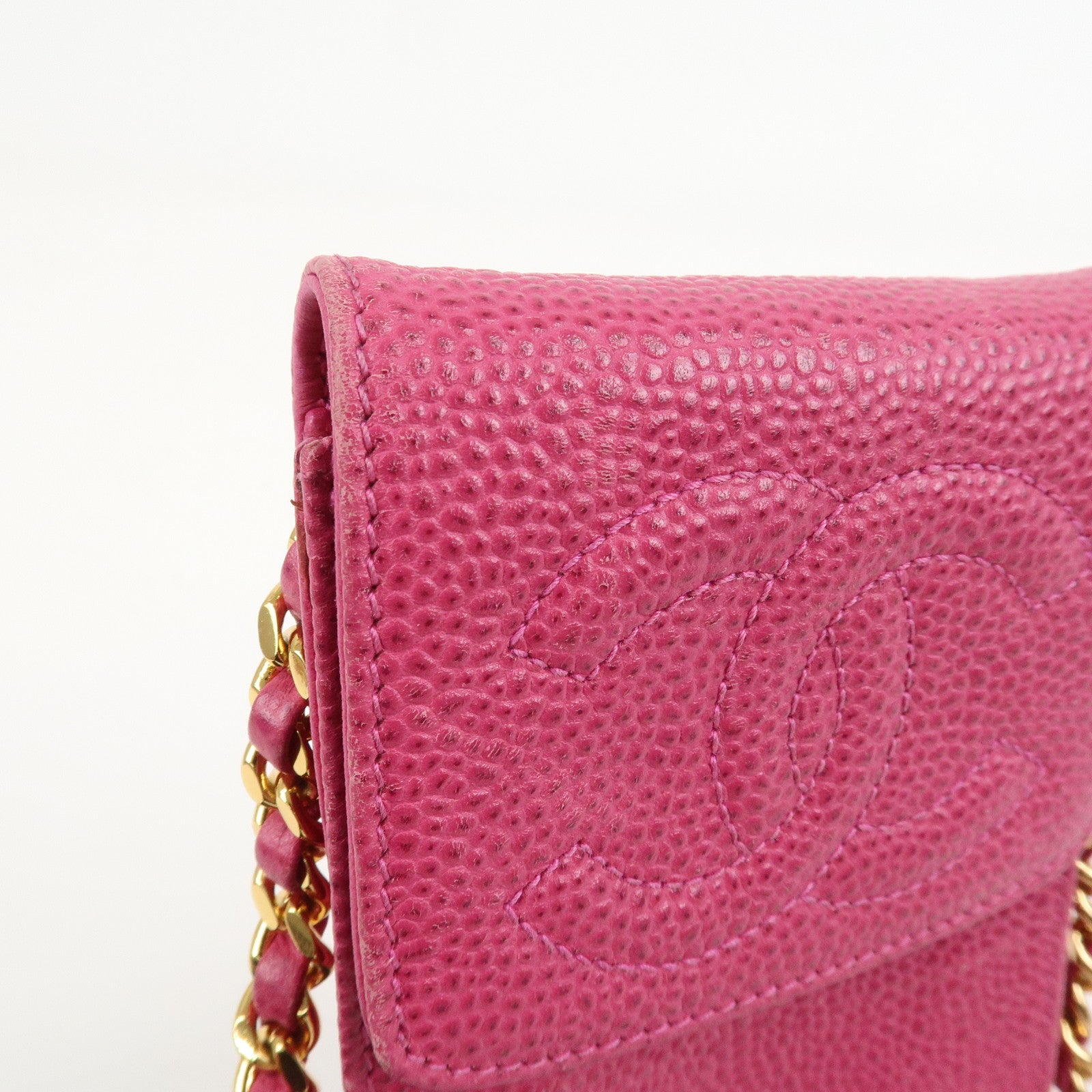 CHANEL COCO Mark Caviarskin Small Shoulder Bag Phone Bag Pink Gold