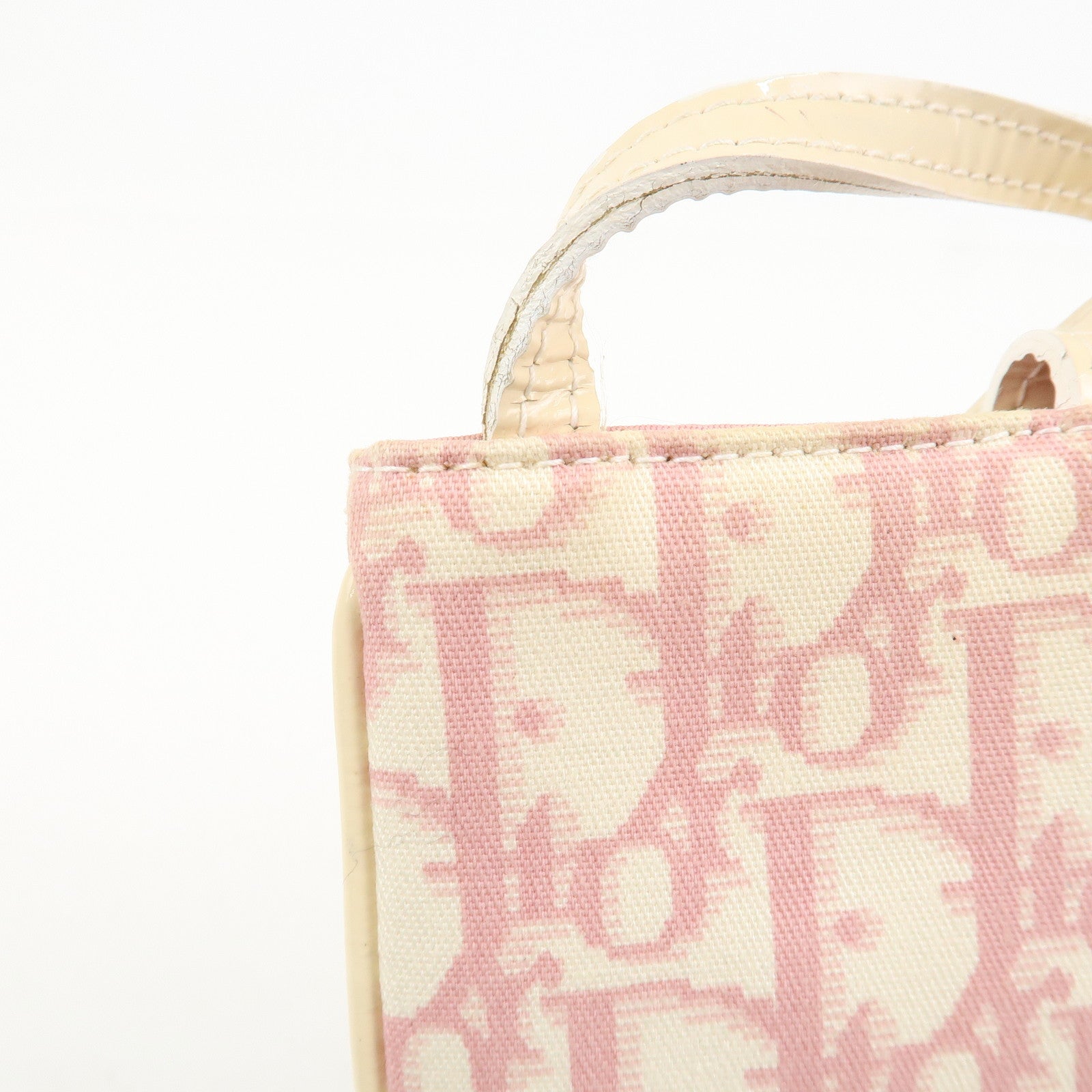 Christian Dior Trotter Girly Canvas PVC Shoulder Bag Pink Ivory