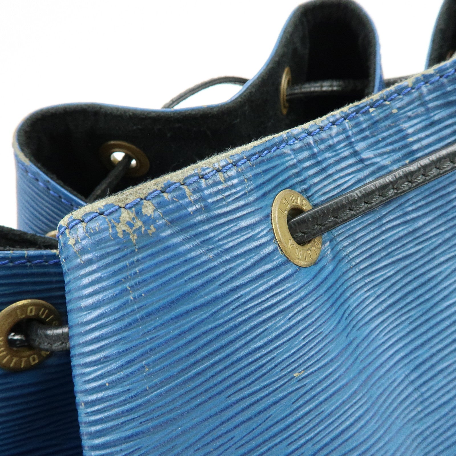 Louis Vuitton Epi Petit Noe Bicolor Shoulder Bag Blue Noir M44152