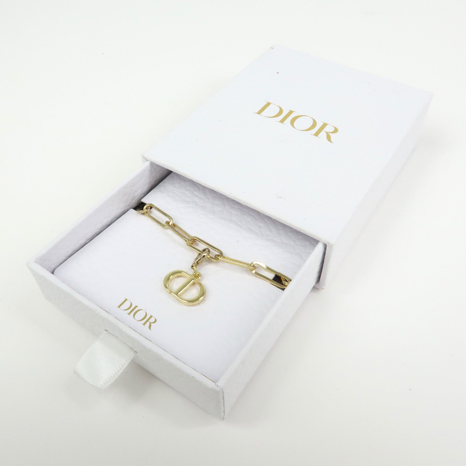 Christian Dior Star Motif CD Logo Metal Bag Charm Key Holder Gold