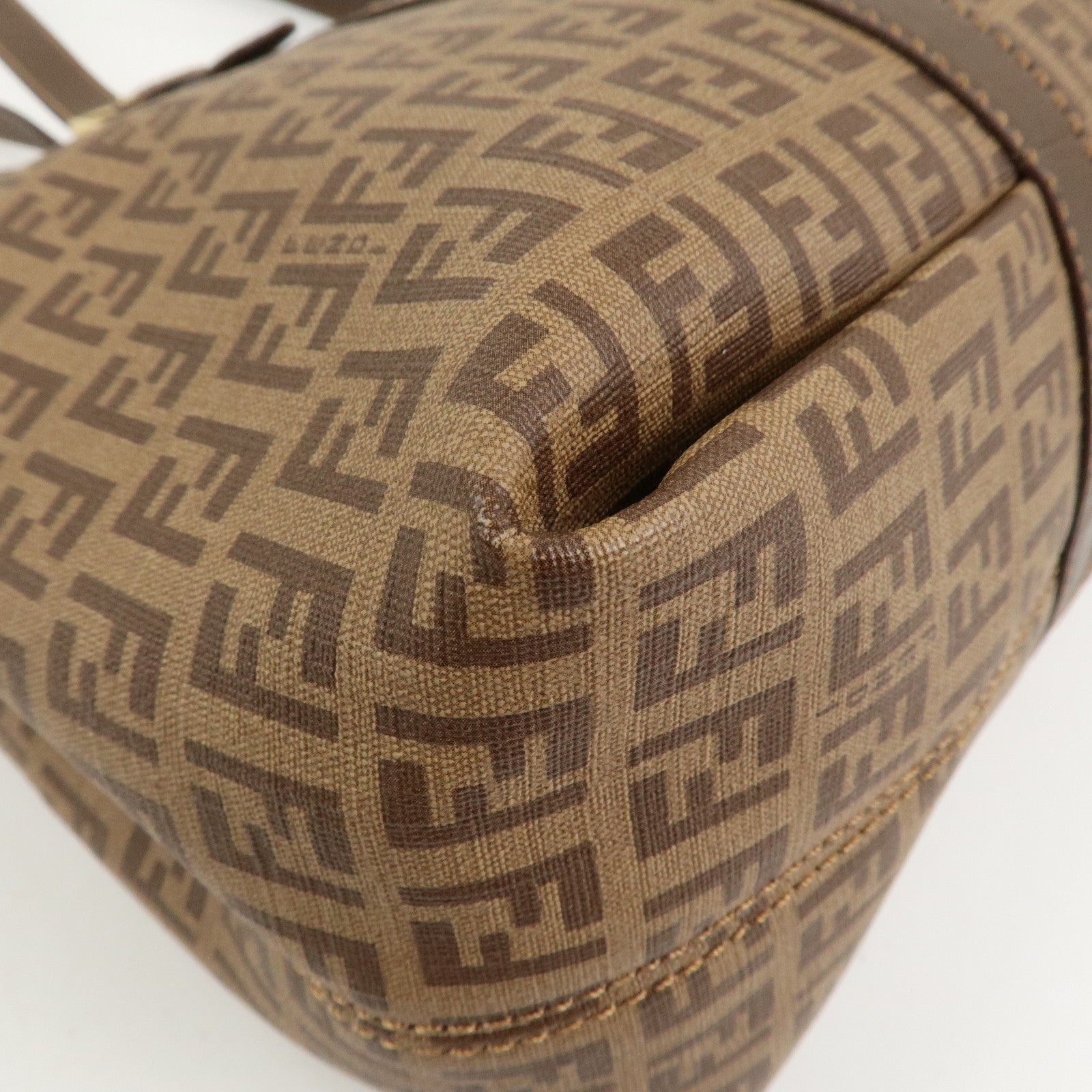 FENDI Zucchino PVC Tote Bag Shoulder Bag Hand Bag Brown 8BH238