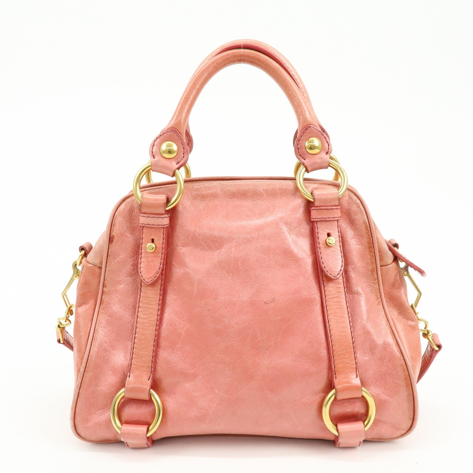 MIU MIU Leather 2Way Bag Hand Bag Shoulder Bag Pink