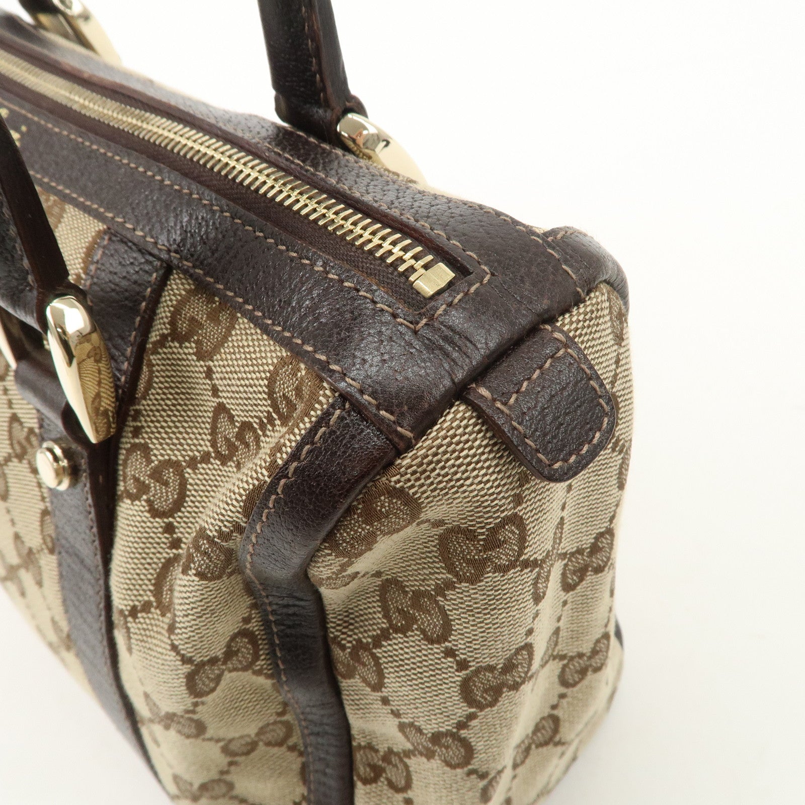 GUCCI Abbey GG Canvas Leather Mini Boston Bag Beige Brown 130942 Used