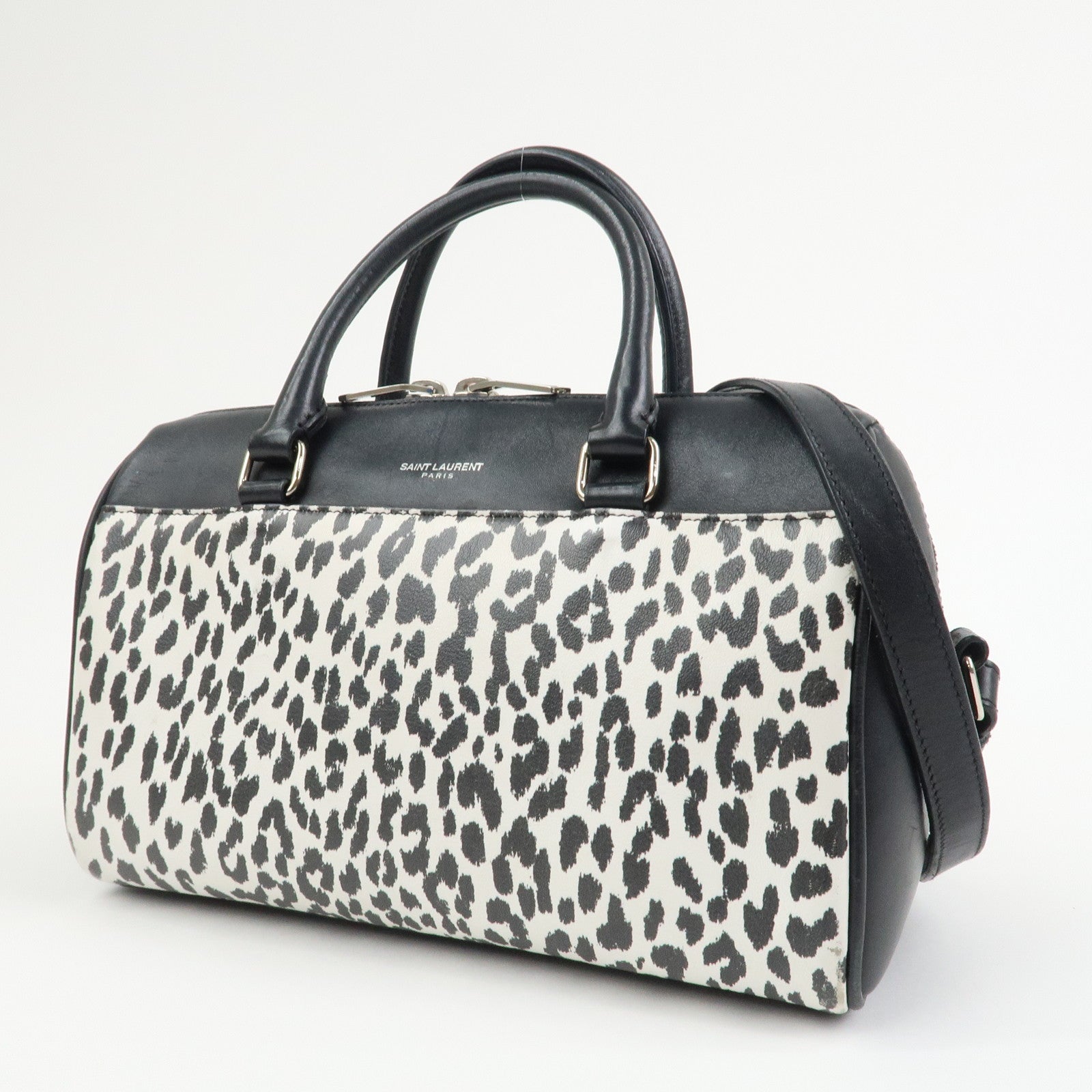 SAINT LAURENT PARIS Leather 2Way Bag Hand Shoulder Bag Leopard
