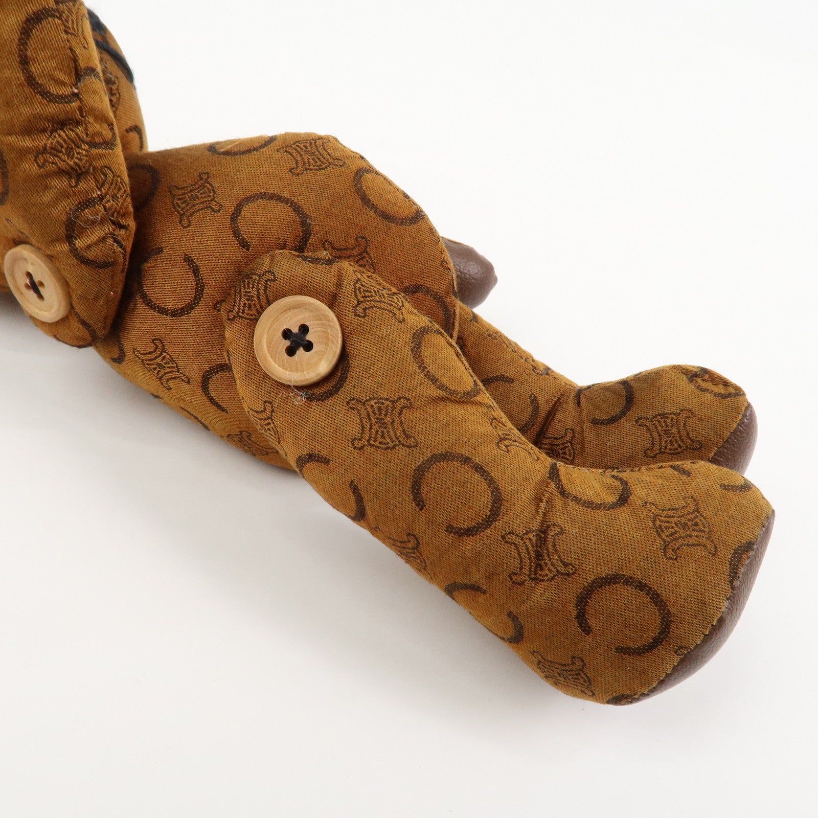 CELINE C Macadam Canvas Leather Teddy Bear Stuffed Animal Brown