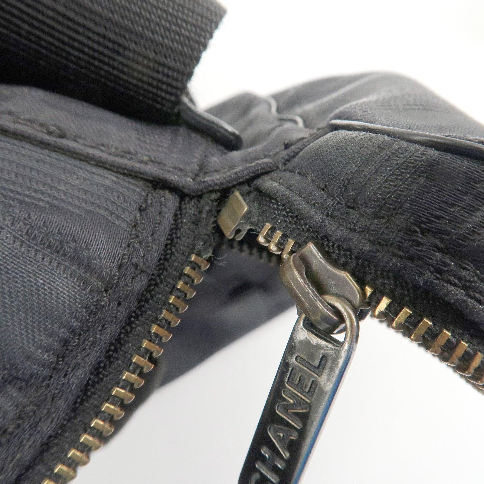 CHANEL New Travel Line Nylon Jacquard Leather 2Way Bag Black A15958