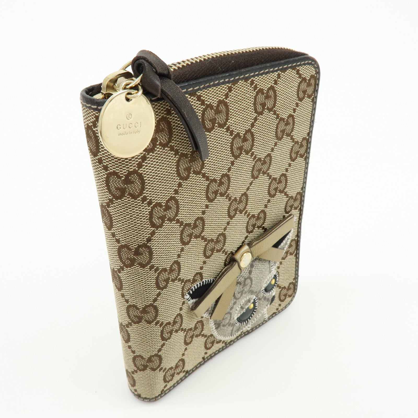 GUCCI Gucciori Leather GG Canvas Agenda Cover Beige Brown 233152