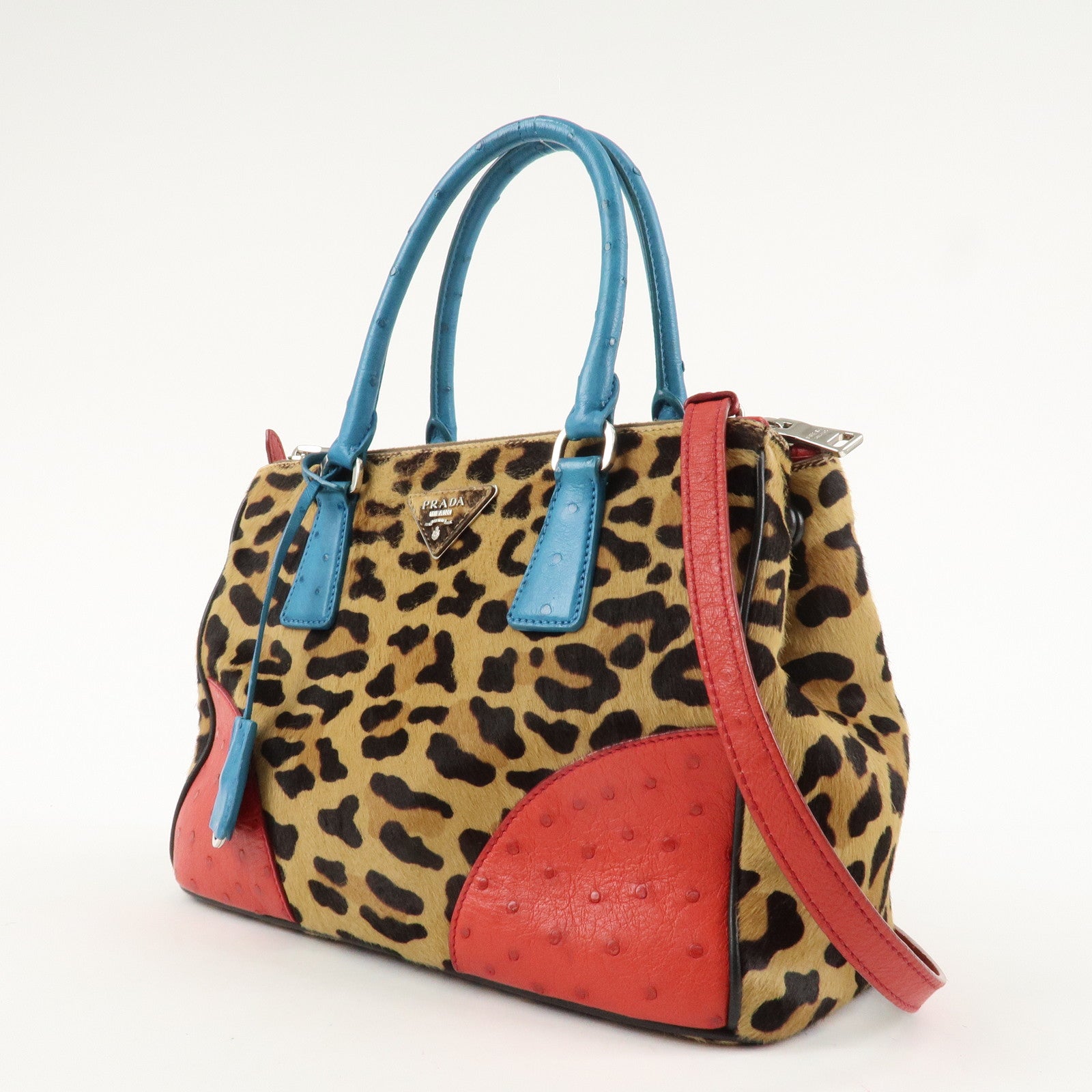 PRADA Galleria Triangle Logo Unborn Calf Leather 2Way Bag 1BA863 Used