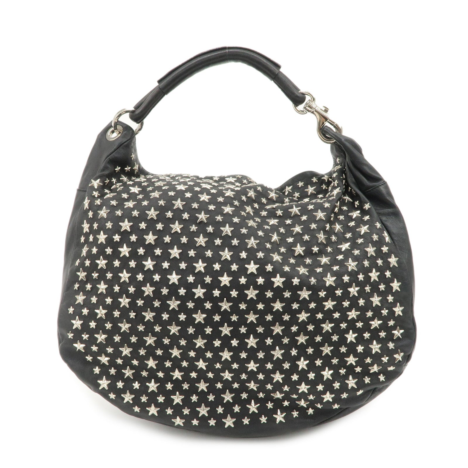 JIMMY CHOO Sky Bag Studs Leather Shoulder Bag Black