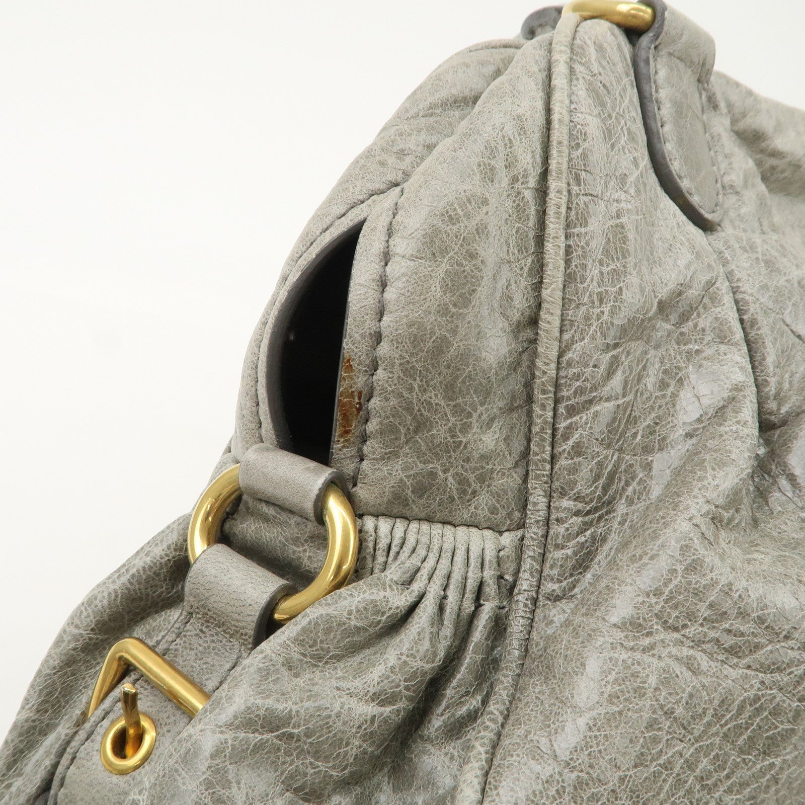 MIU MIU Nappa Leather Hand Bag Emerald Green Used