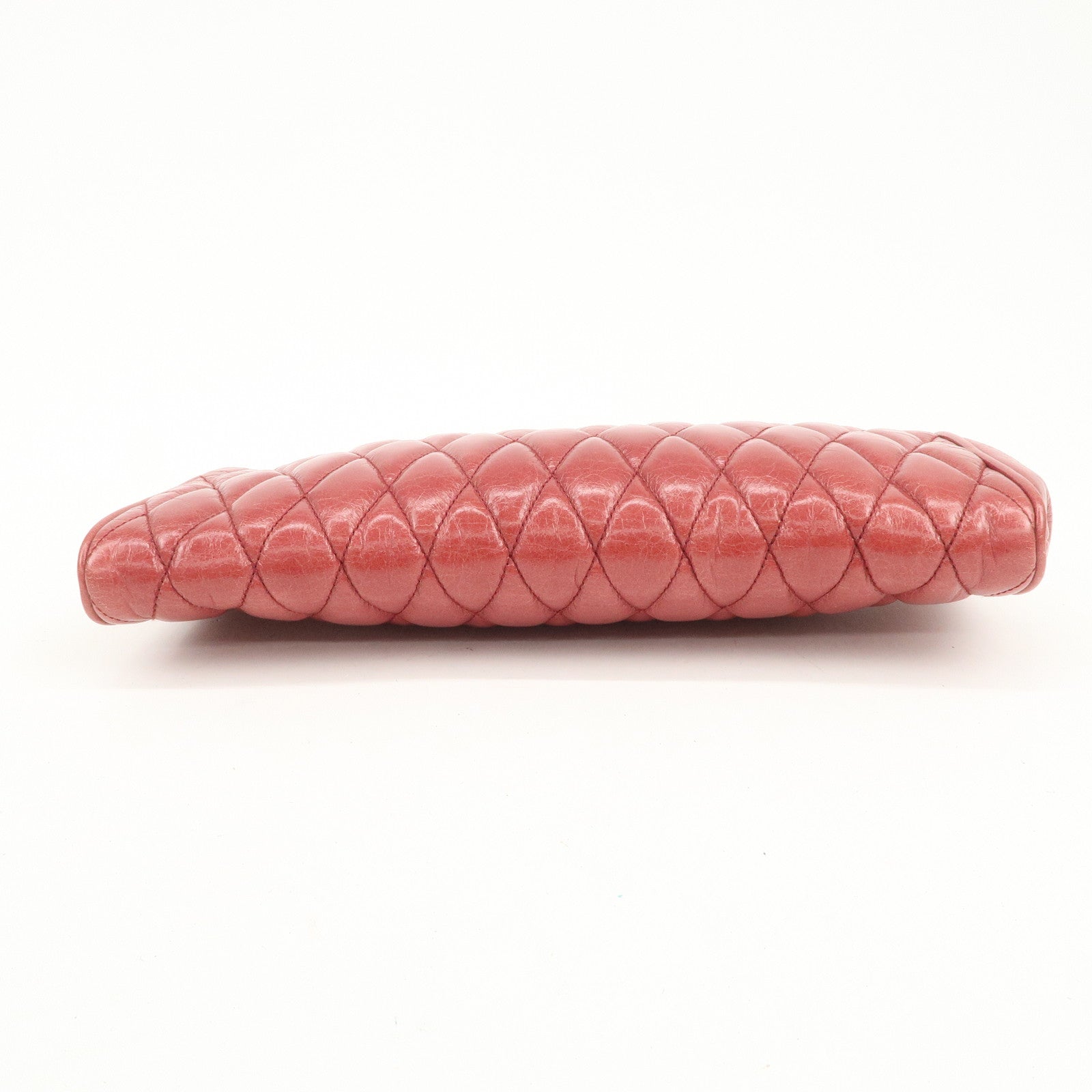 MIU MIU Matelasse Leather MI Clutch Bag Pink 5N1455