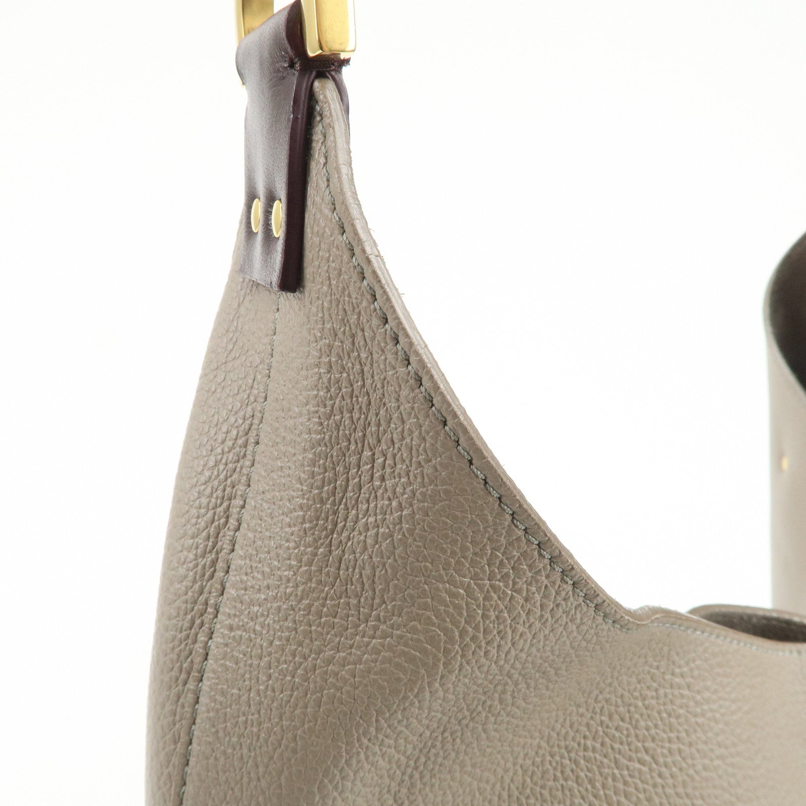 Chloe Marcie Grain Calf Leather Hobo Bag Shoulder Bag Motty Grey