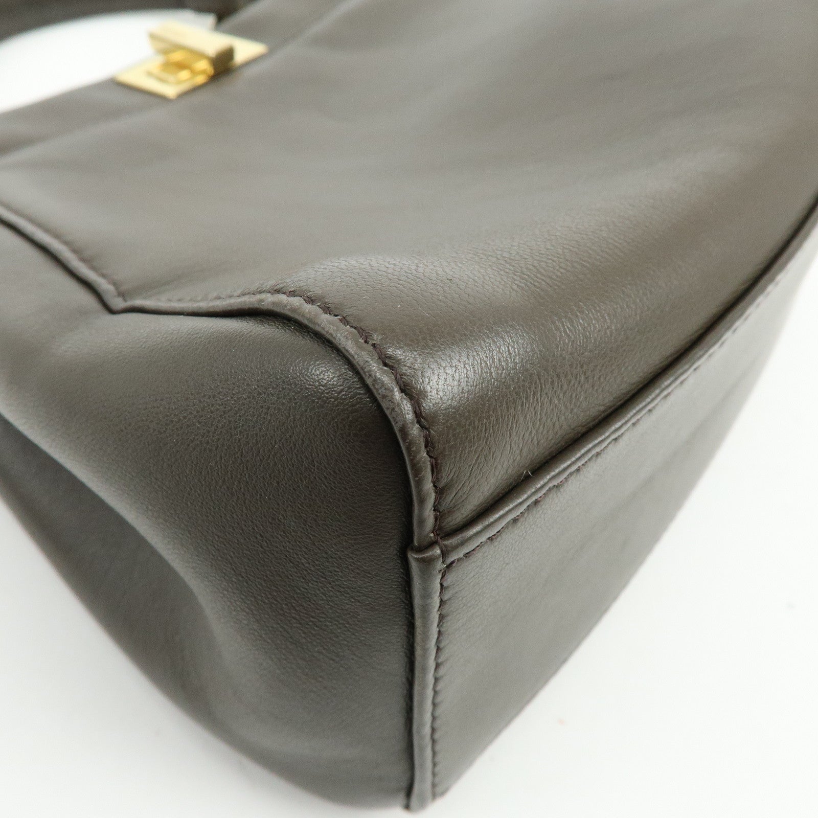 FENDI Mini Peekaboo Leather 2Way Bag Shoulder Bag Greige 8BN244