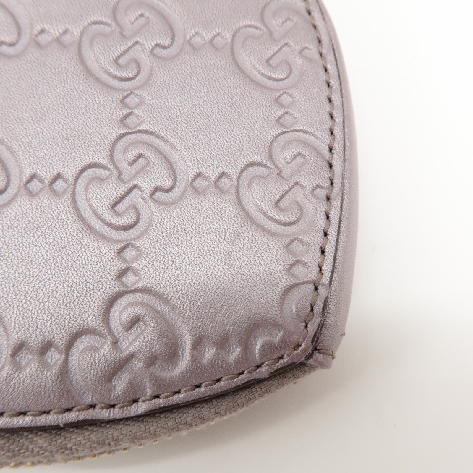 GUCCI Lovely Heart Guccissima Leather Coin Case Light Purple 152615 Used