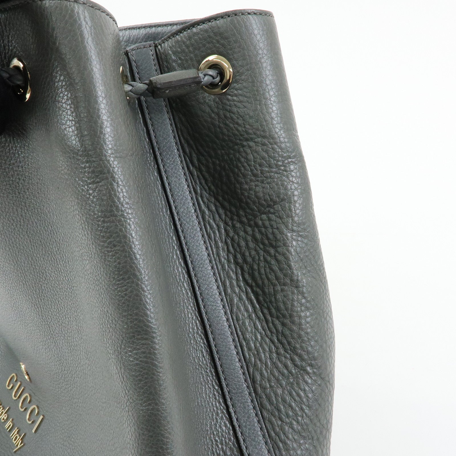 GUCCI Logo Leather Tote Bag Shoulder Bag Gray 380118