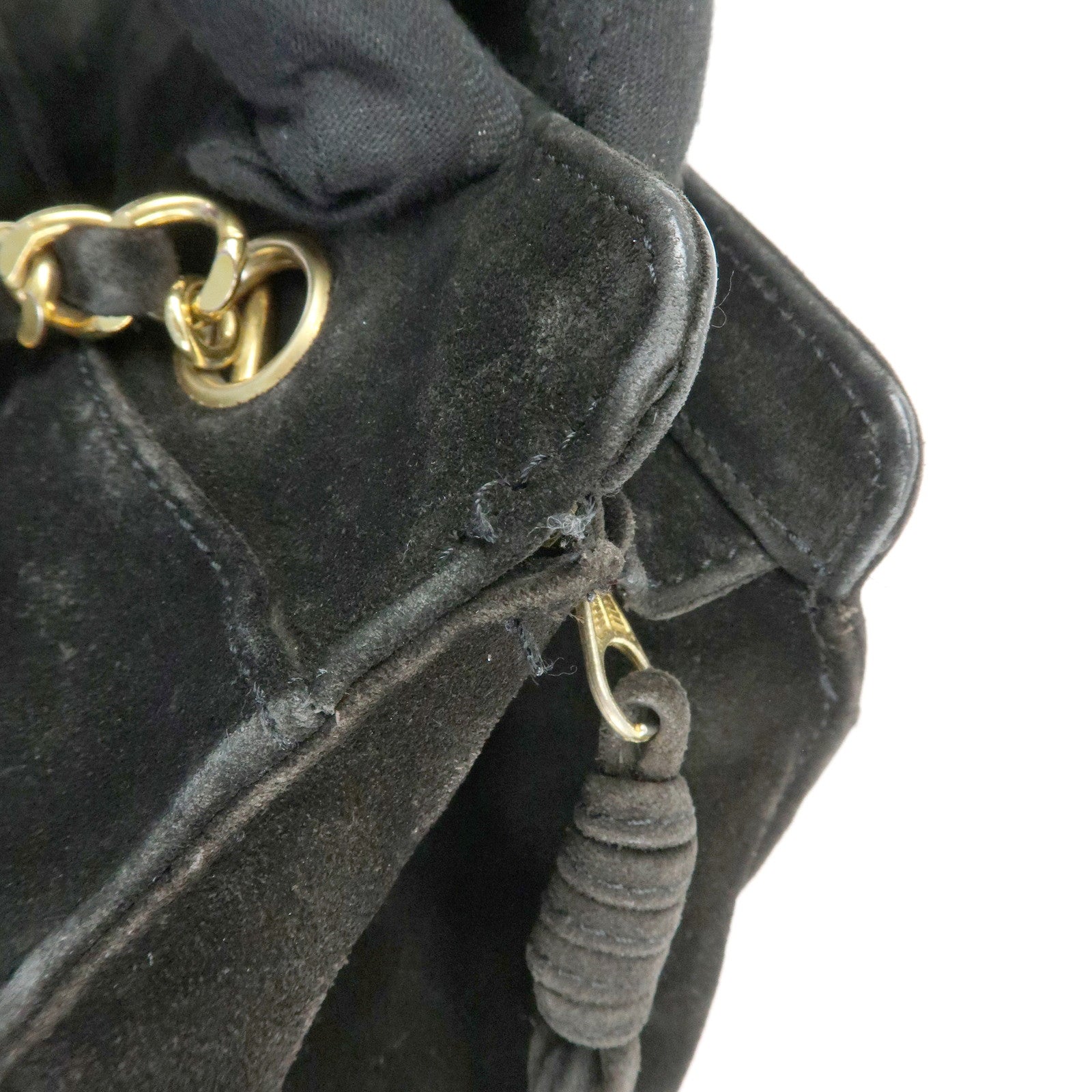 CHANEL COCO Mark Suede Chan Shoulder Bag Black