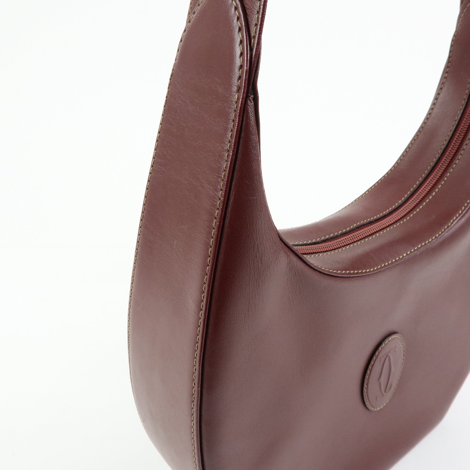 Cartier Must de Cartier Leather Shoulder Bag Hand Bag Bordeaux