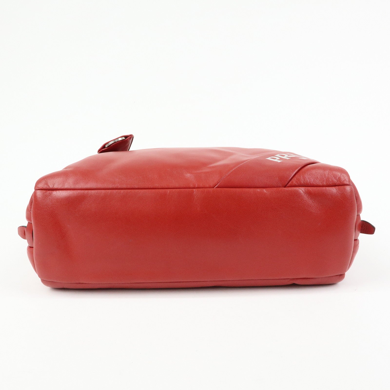 PRADA Nappa Leather Shoulder Bag Hand Bag Boston Bag Red 1BB052