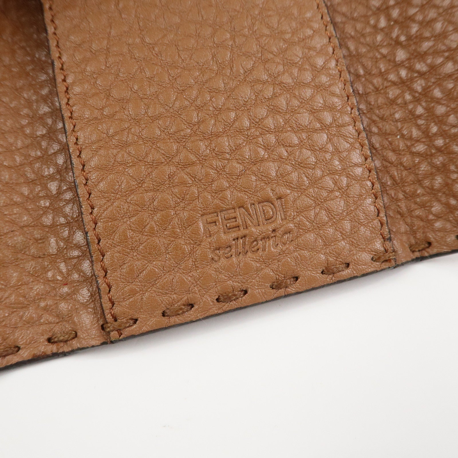 FENDI Selleria Leather 6 Rings Key Case 8AP079 Brown