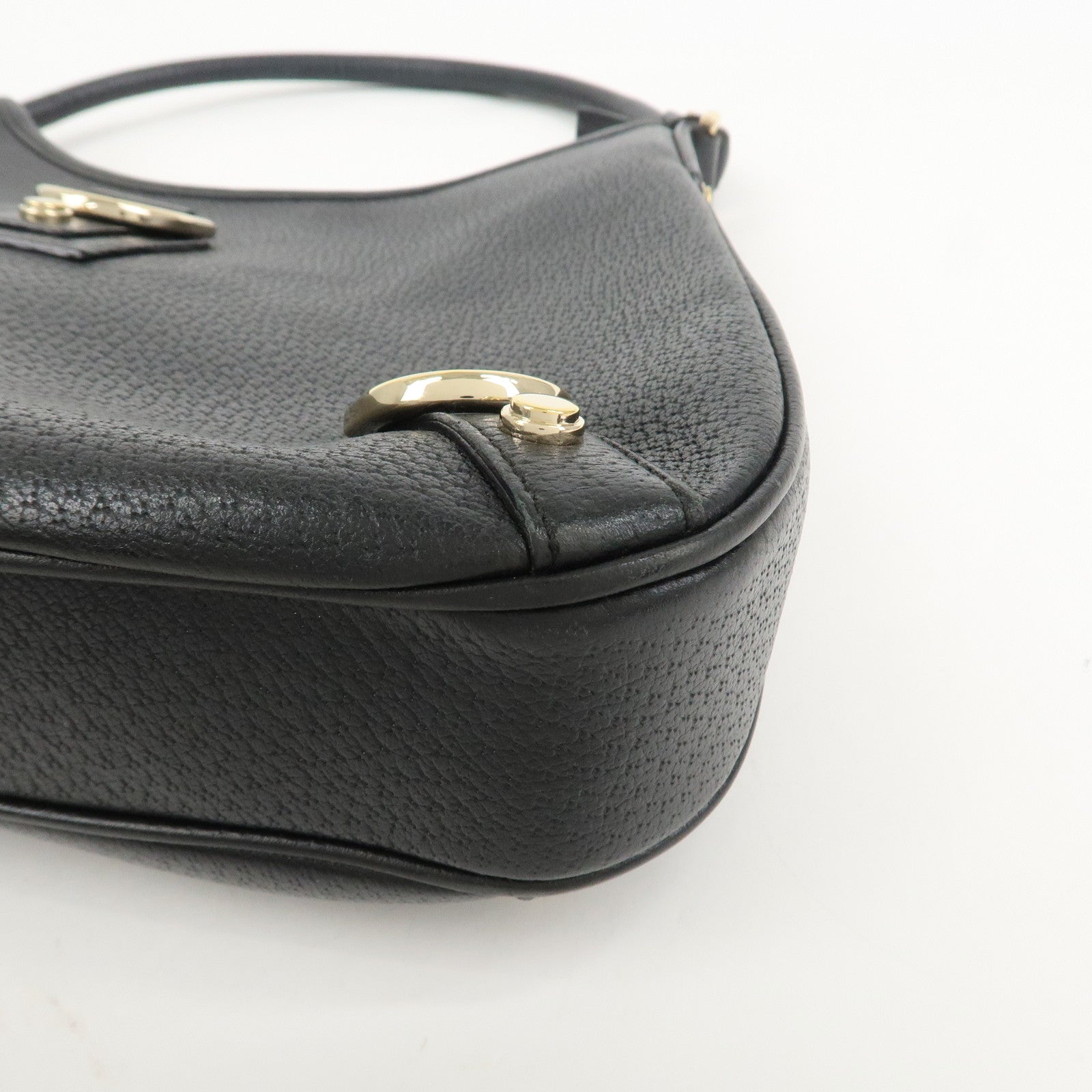 GUCCI Abbey GG Canvas Leather Shoulder Bag Black 130738