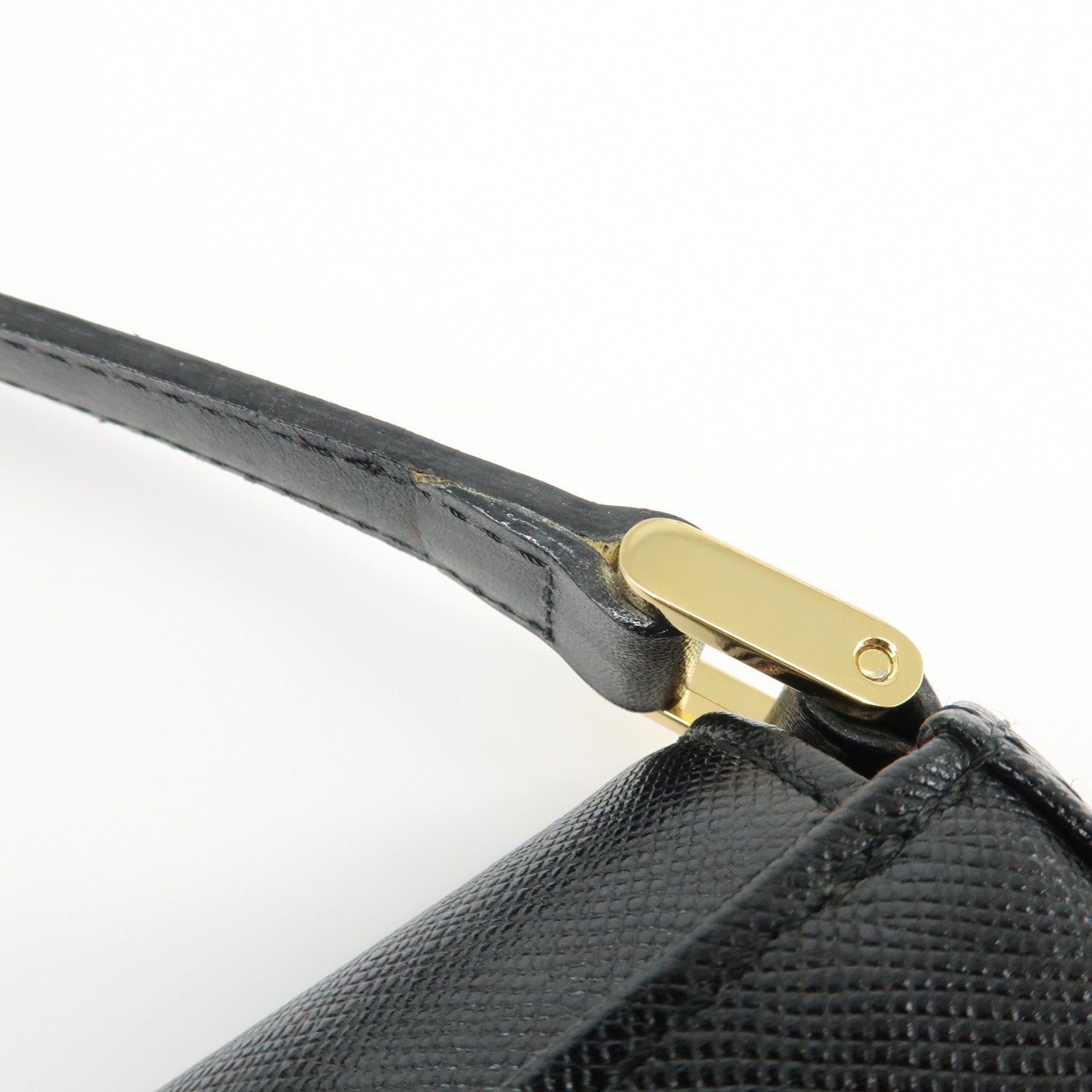 BURBERRY Logo Leather Flap Shoulder Bag Hand Bag Black