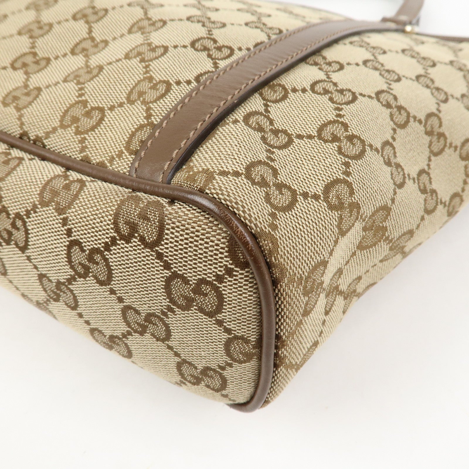 GUCCI GG Monogram Canvas Leather 2Way Tote Bag Beige Brown 388929