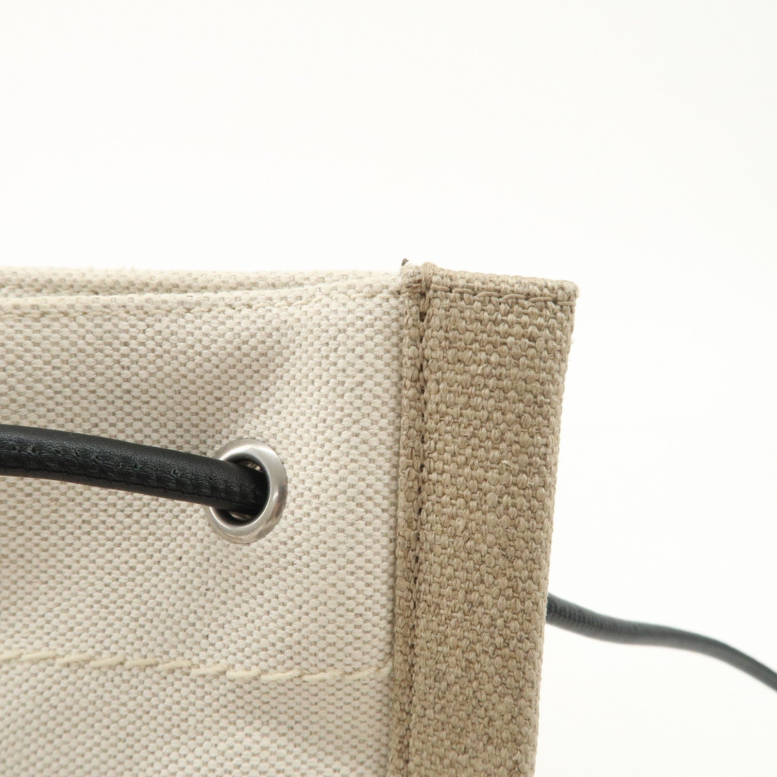 SAINT LAURENT Leather Canvas 2Way Bag Back Pack Natural 710272 Used