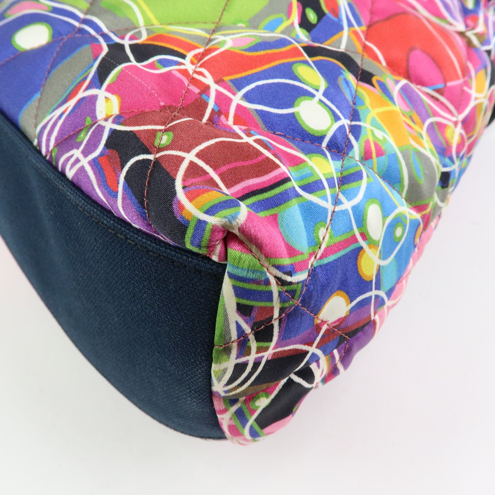 CHANEL Silk Leather Quilting Chain Shoulder Bag Hand Bag Multicolor