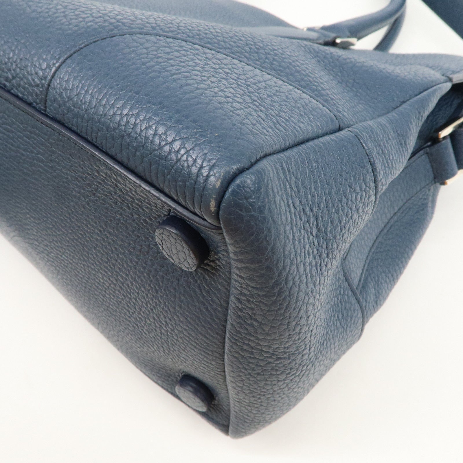 JIL SANDER Logo Leather 2WAY Bag Hand Bag Shoulder Bag Navy