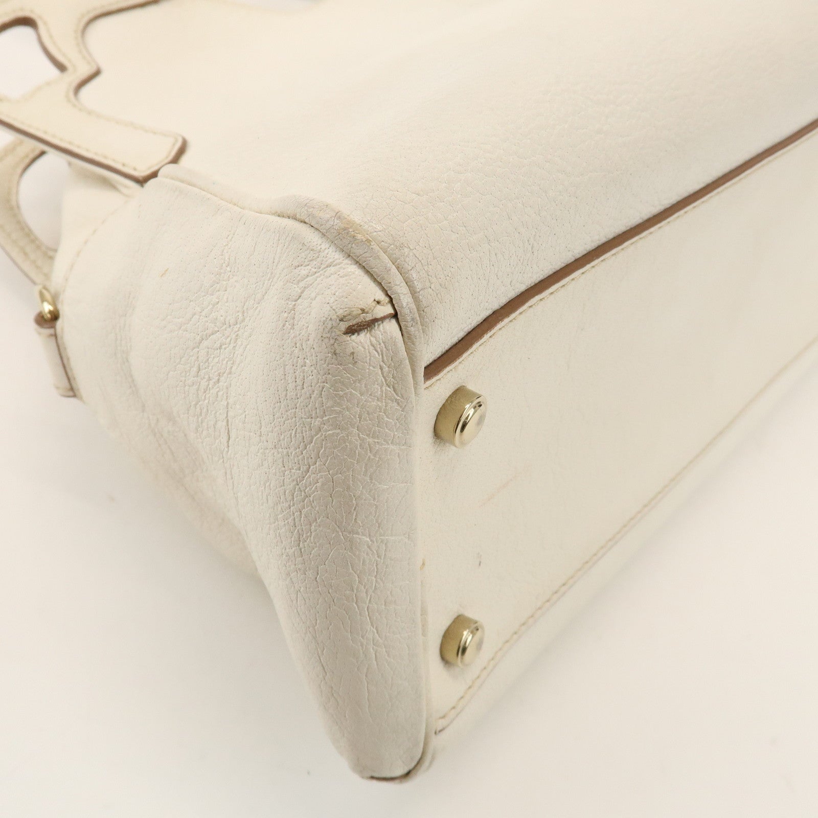 Cartier Must Line Marcello Leather 2Way Hand Bag Tote Bag White