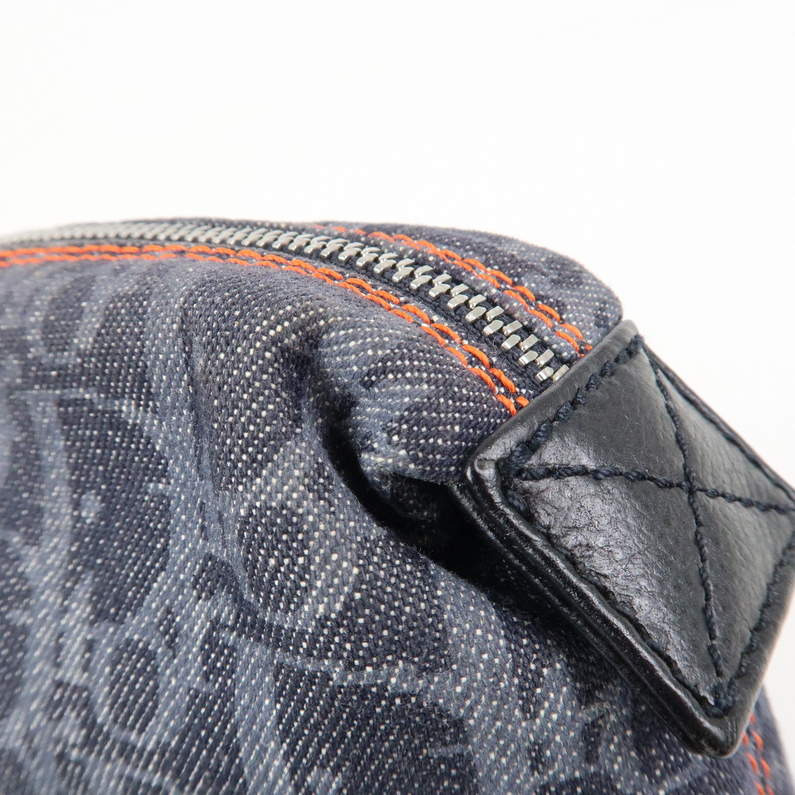 Christian Dior Denim Cosmetic Pouch Indigo Blue Orange