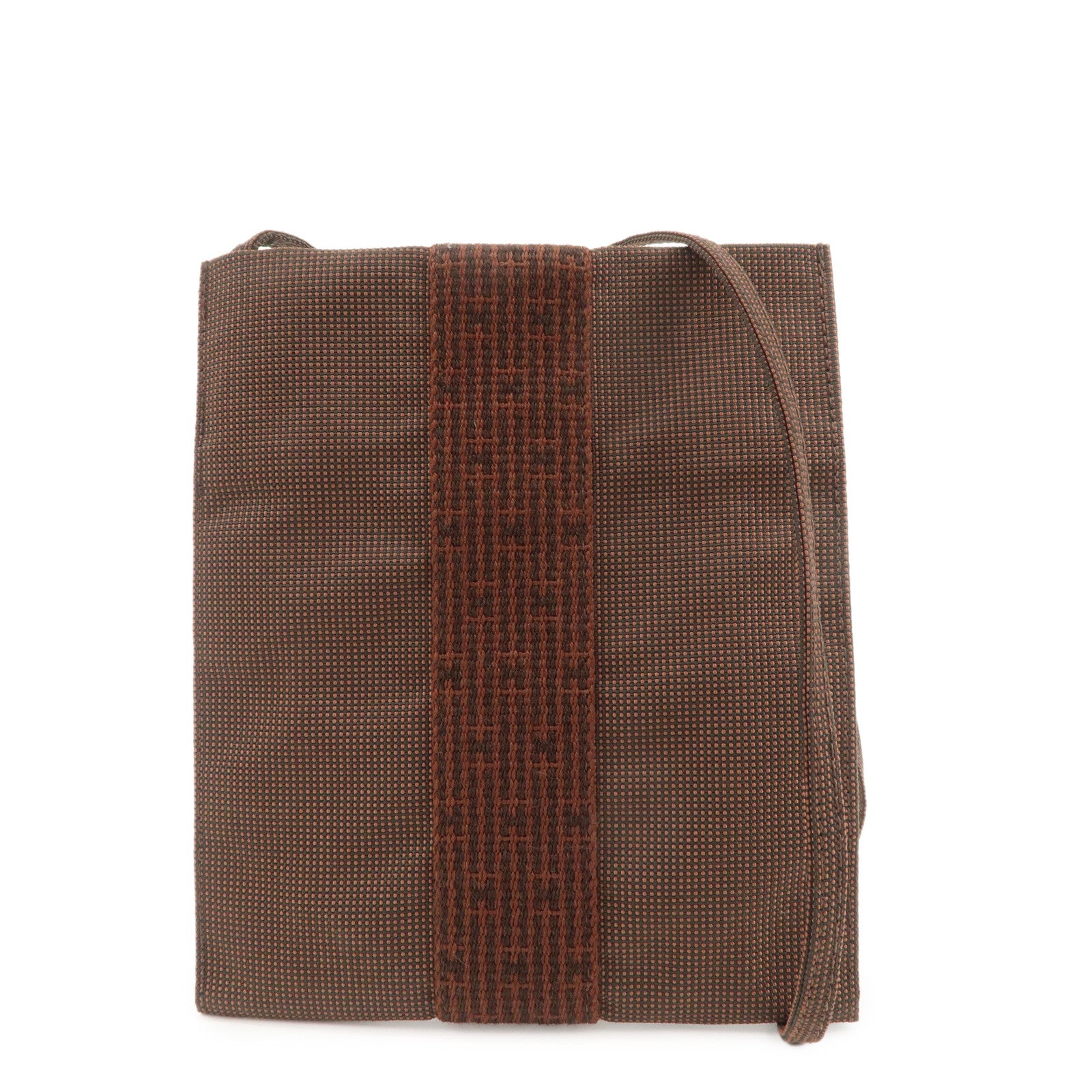 HERMES Herline Herbag Canvas Shoulder Bag Crossbody Bag Brown