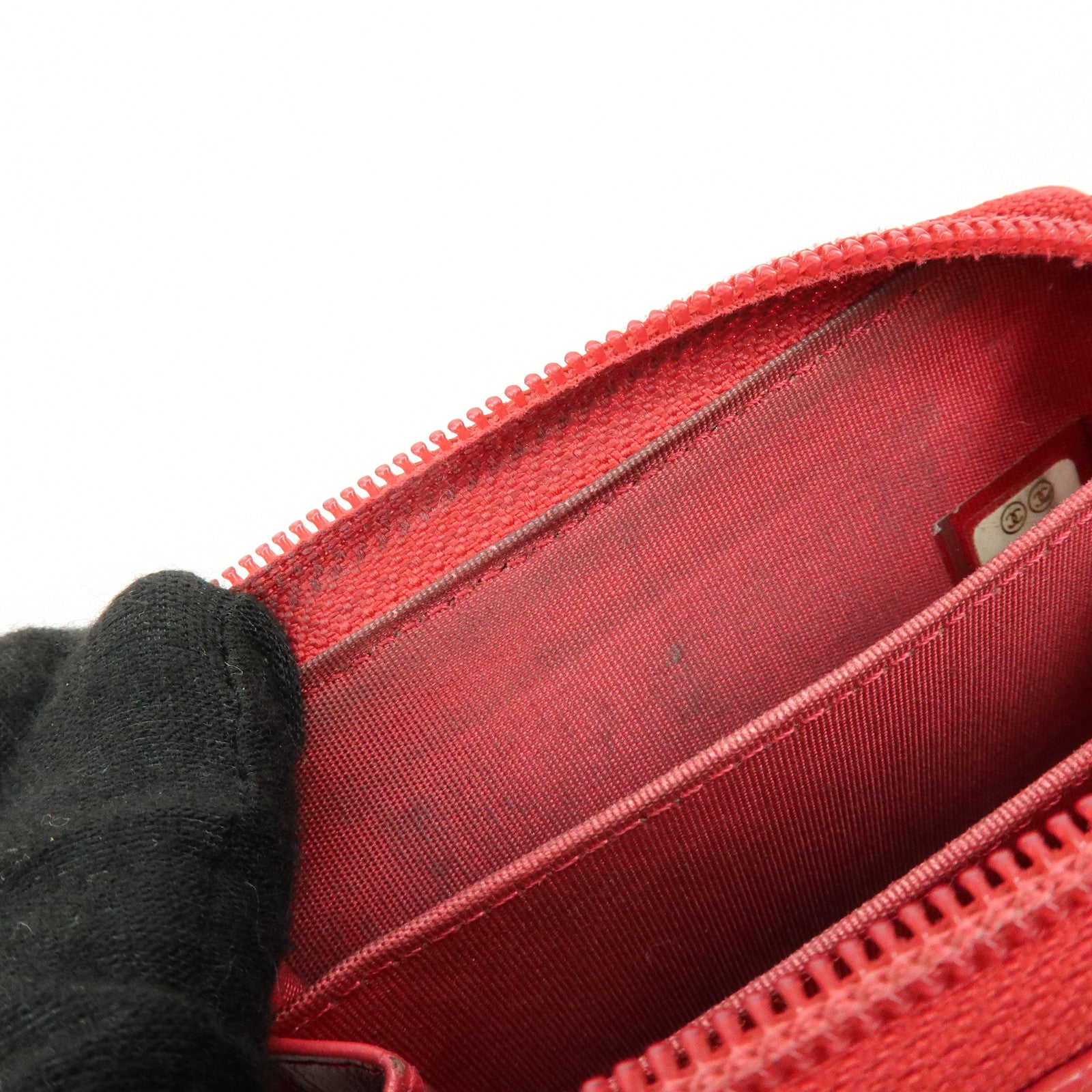 CHANEL COCO Mark Caviarskin Card Case Coin Case Red A68890