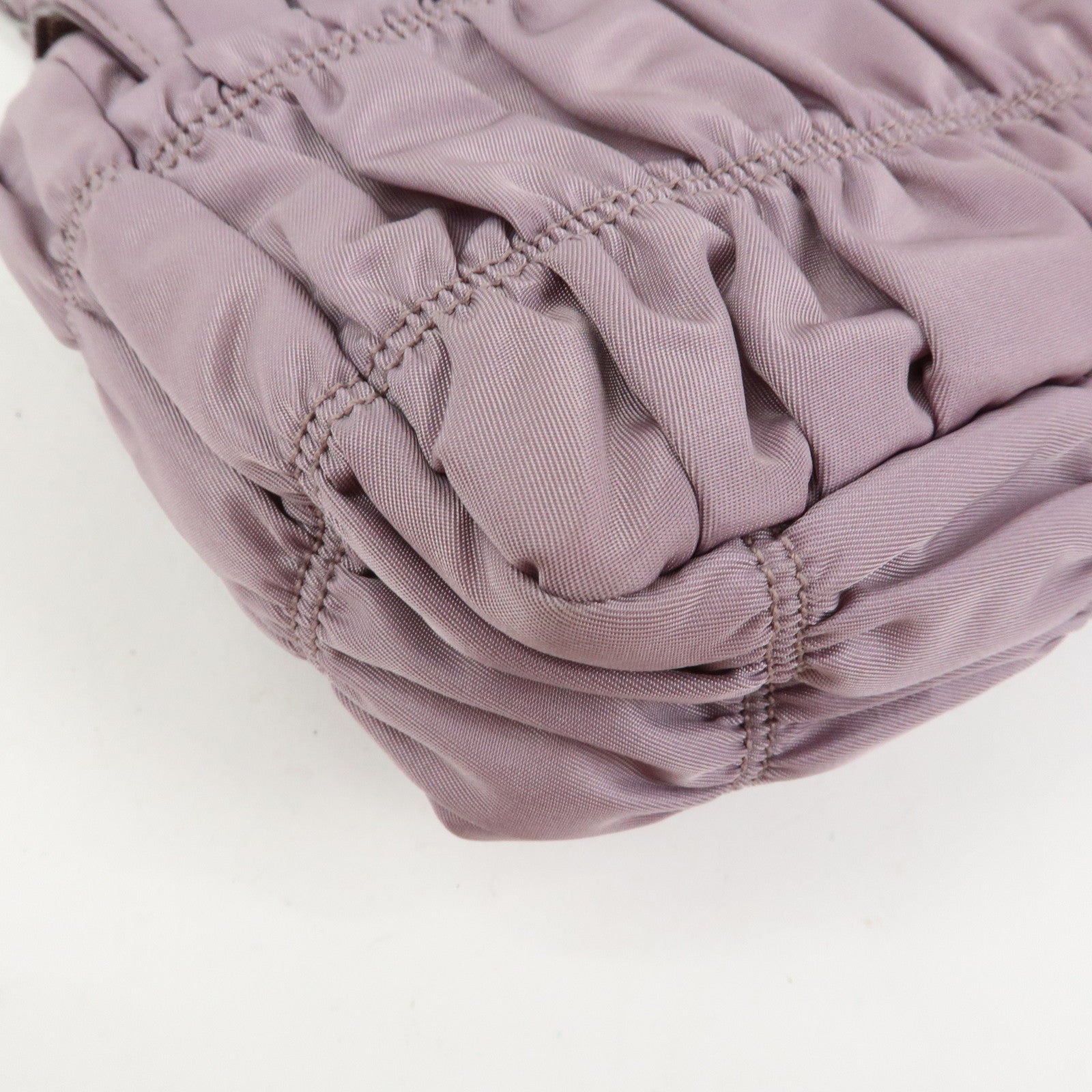 PRADA Tessuto Gaufre Nylon Leather Chain Shoulder Bag Light Purple