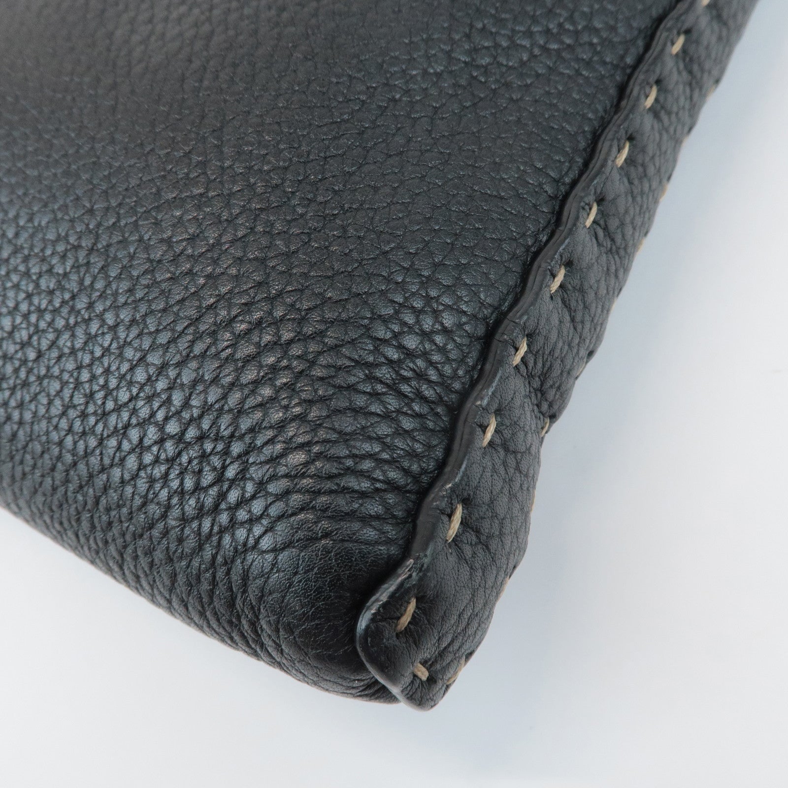 FENDI Selleria Leather Shoulder Bag Crossbody Bag Black 8BT092 Used