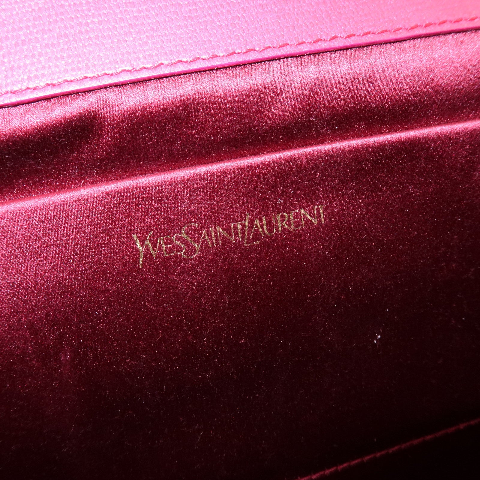 SAINT LAURENT PARIS Y Line Leather Clutch Bag Pouch Pink 265701