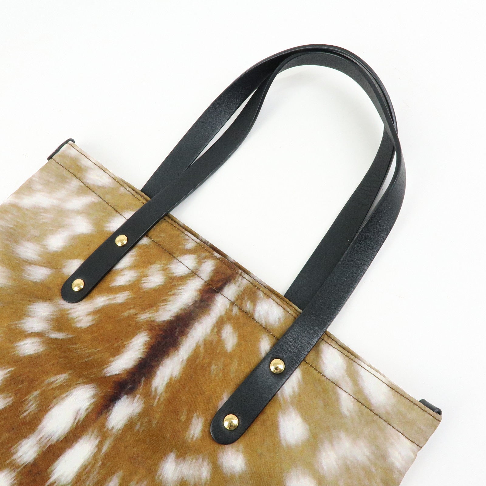 BURBERRY Canvas Leather Tote Bag Shoulder Bag Heidi Print Brown