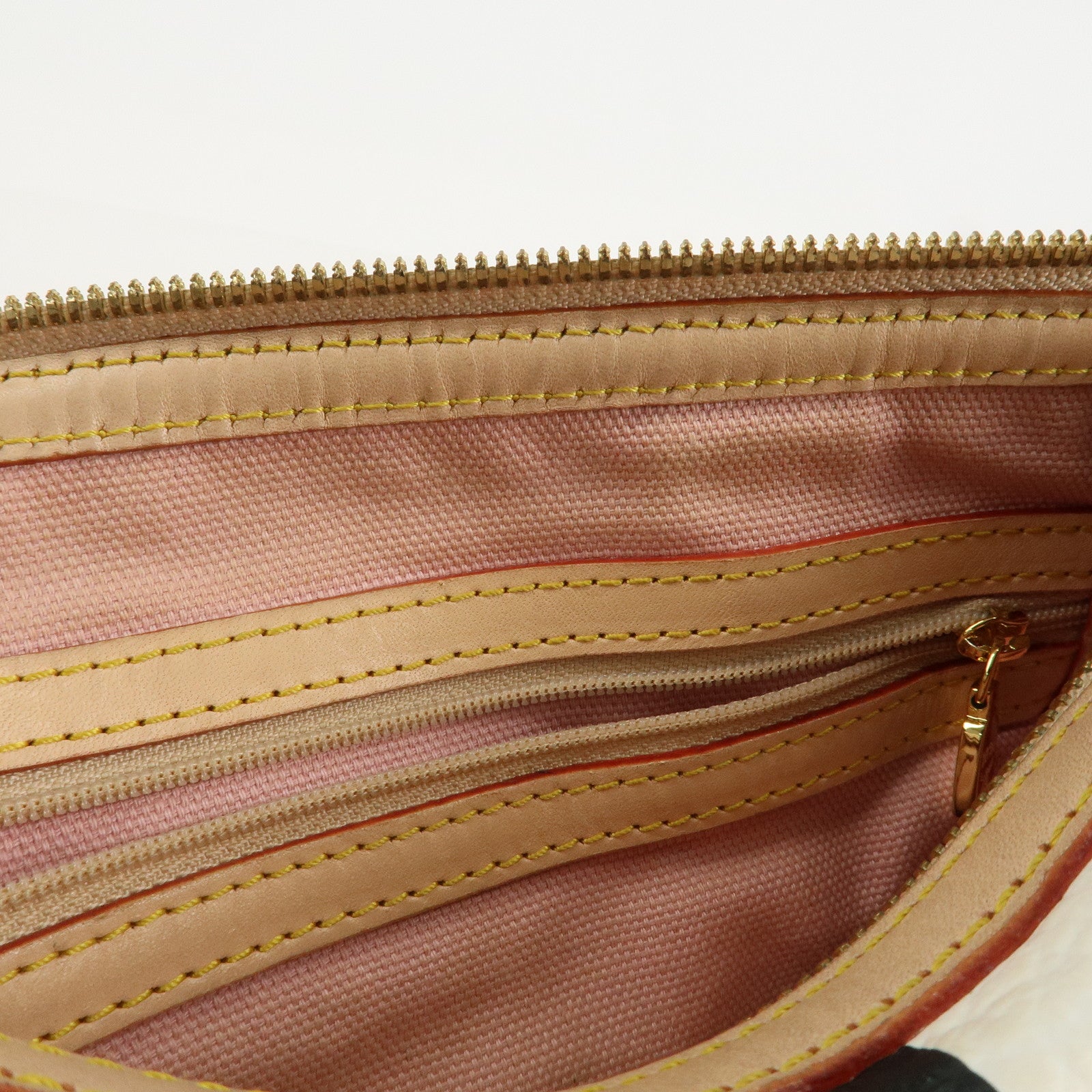 MCM Visetos Leather Boston Bag Hand Bag Beige White Used