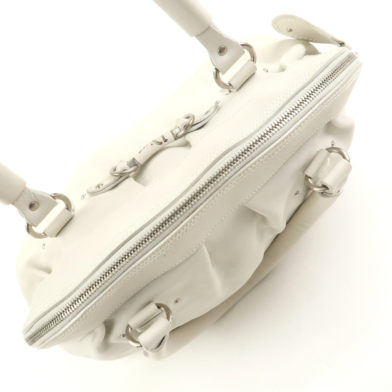 Christian Dior Leather Shoulder Bag Hand Bag White 10-RU-0037