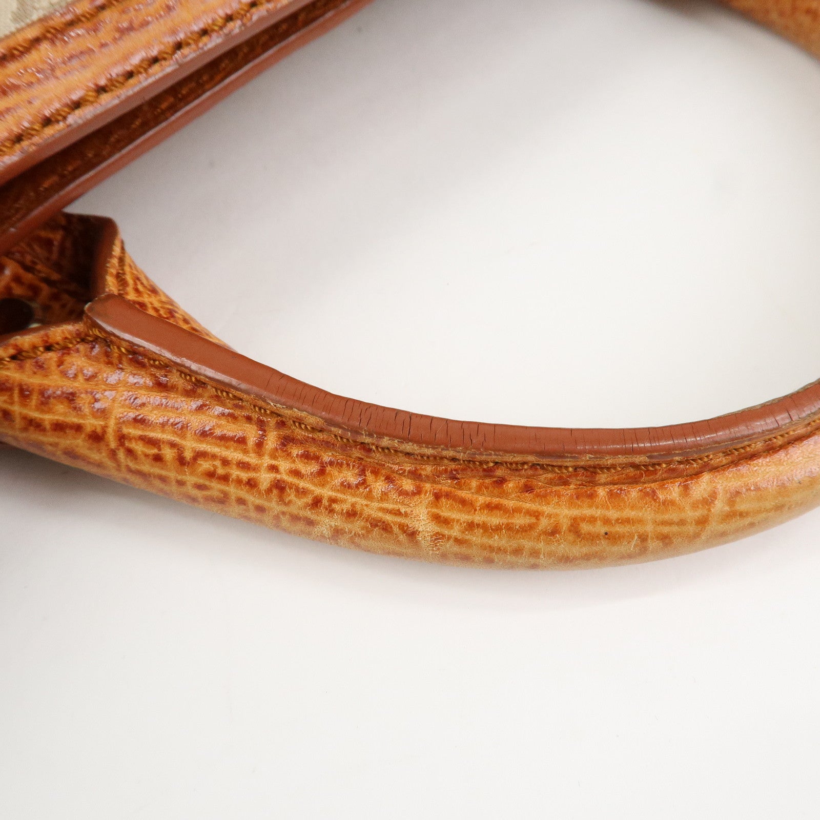 CELINE Macadam Canvas Leather Boogie Bag Hand Bag Beige Brown Used