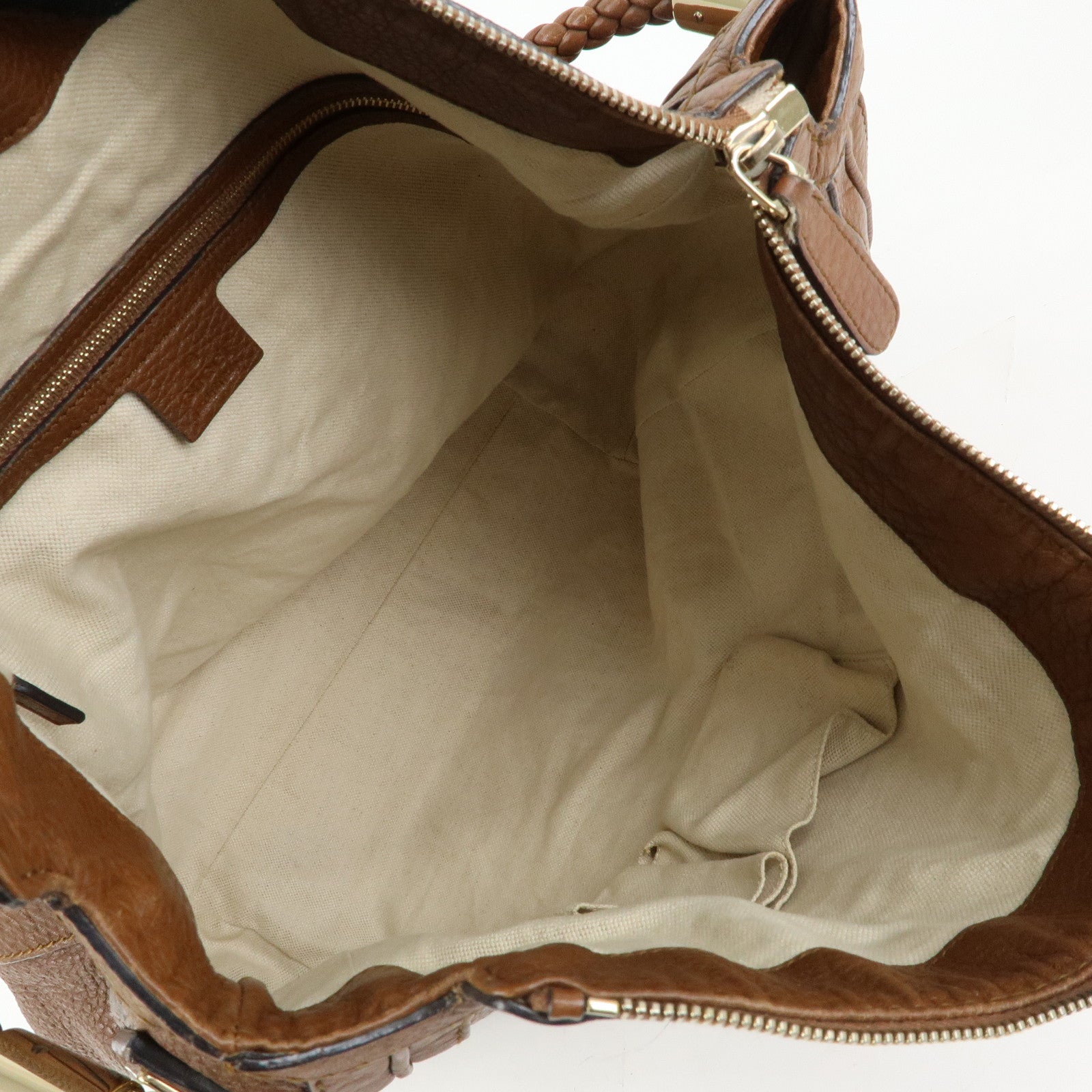 GUCCI Bamboo Leather Shoulder Bag Hand Bag Tassel Brown 269947