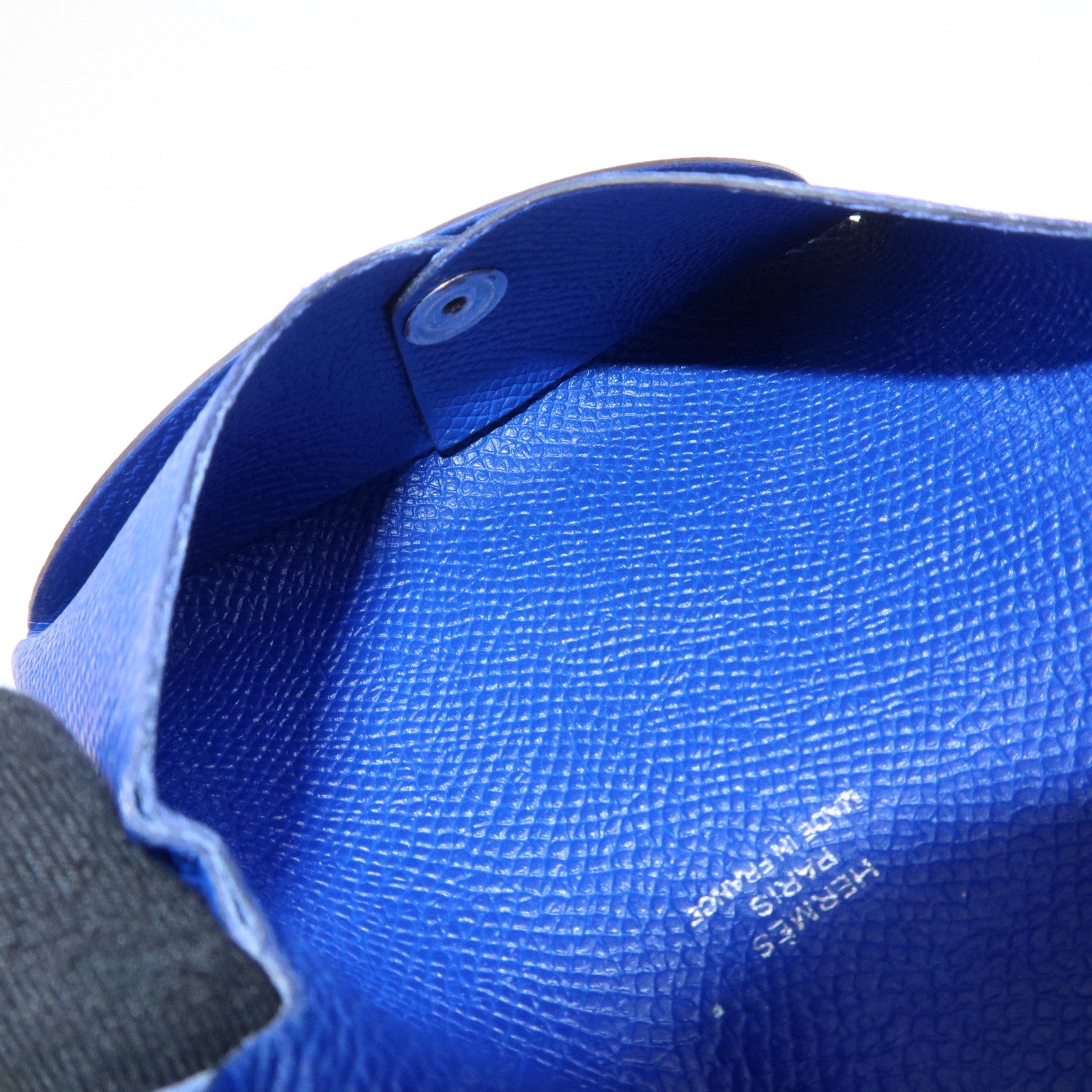 HERMES CALVI Veau Epsom Card Case Card Holder Z Stamped Blue